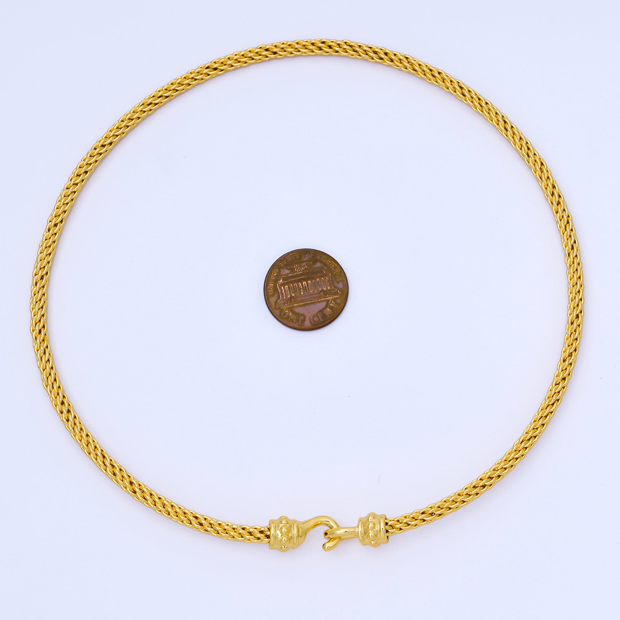 24K Gold Filled 4mm Twisted Rope Mixed Metal Necklace | WA-3898