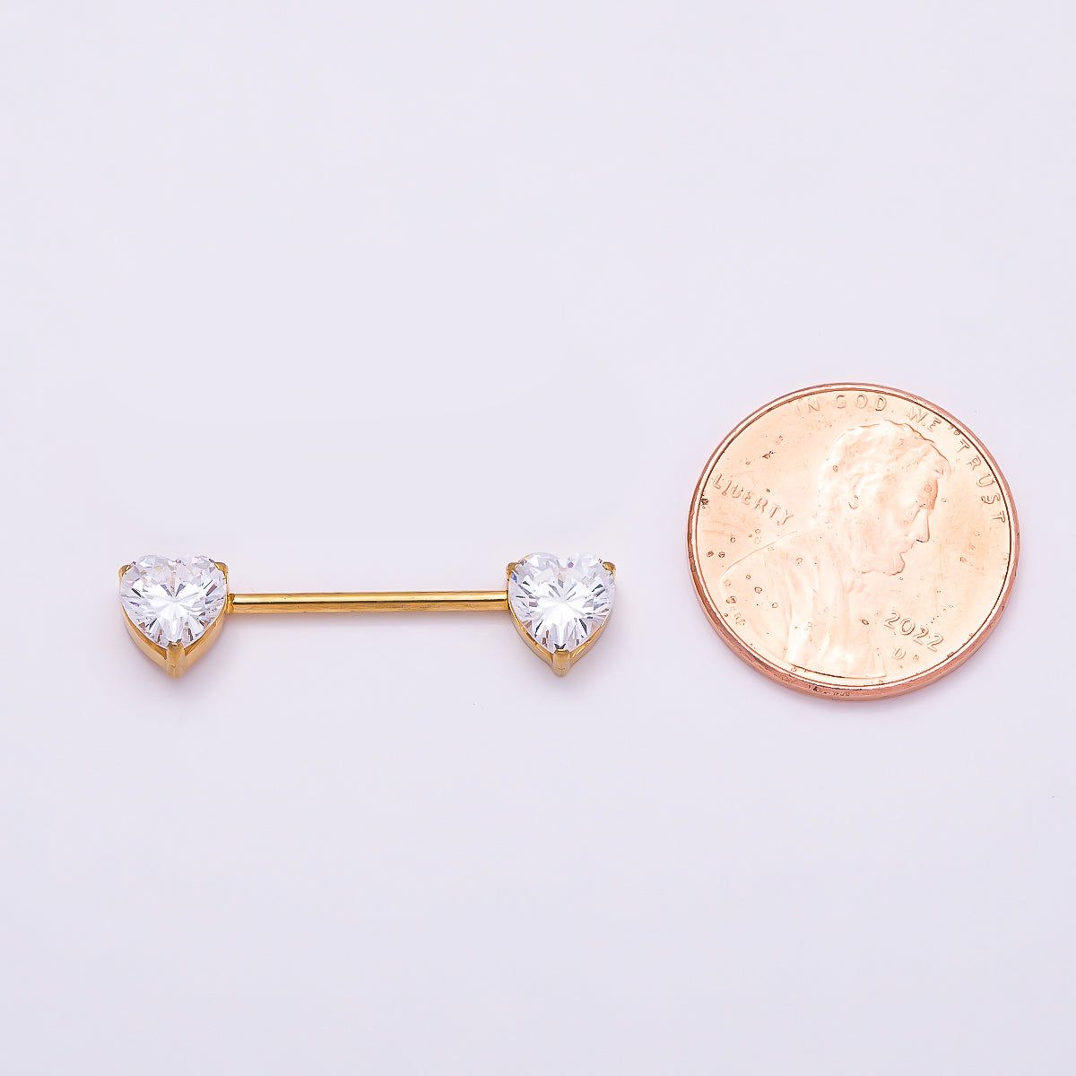 Titanium Clear CZ Heart Nipple Barbell Piercing Body Jewelry in Gold & Silver | Findings-00291 Findings-00292