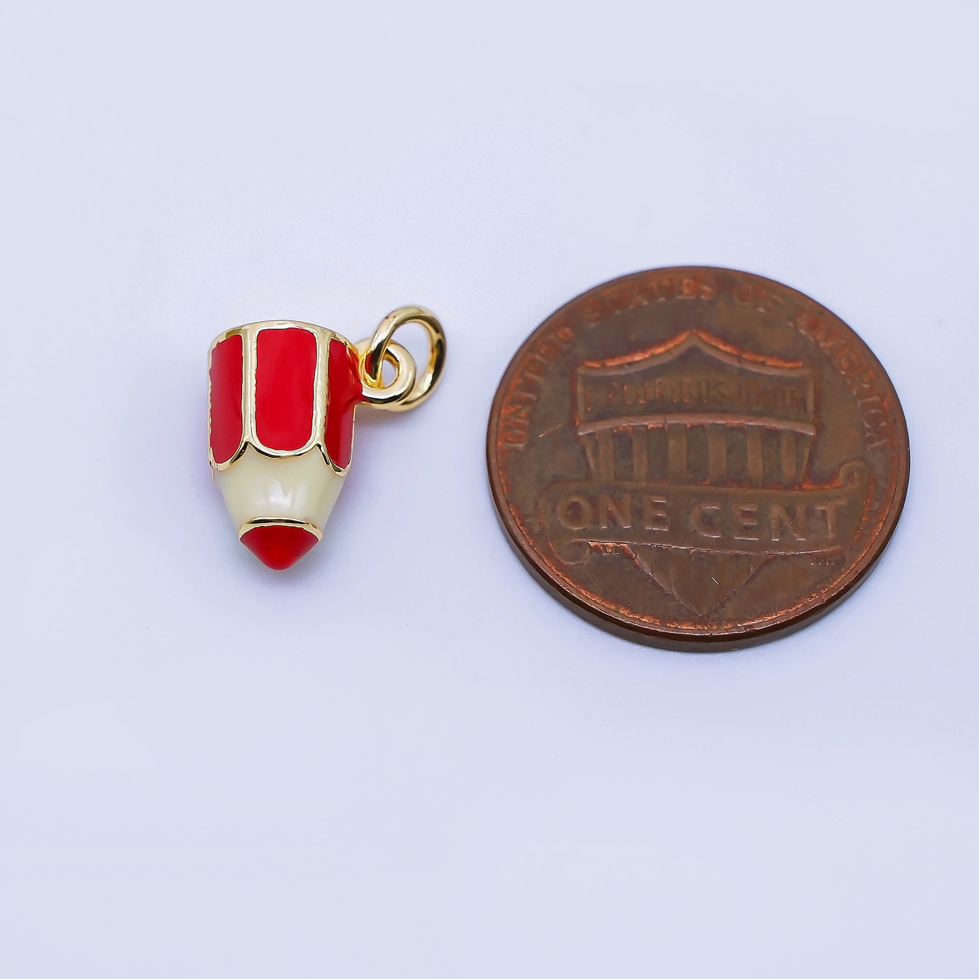 24K Gold Filled Pencil Charm 3D Multidimensional School Teacher Pendant | AF1561