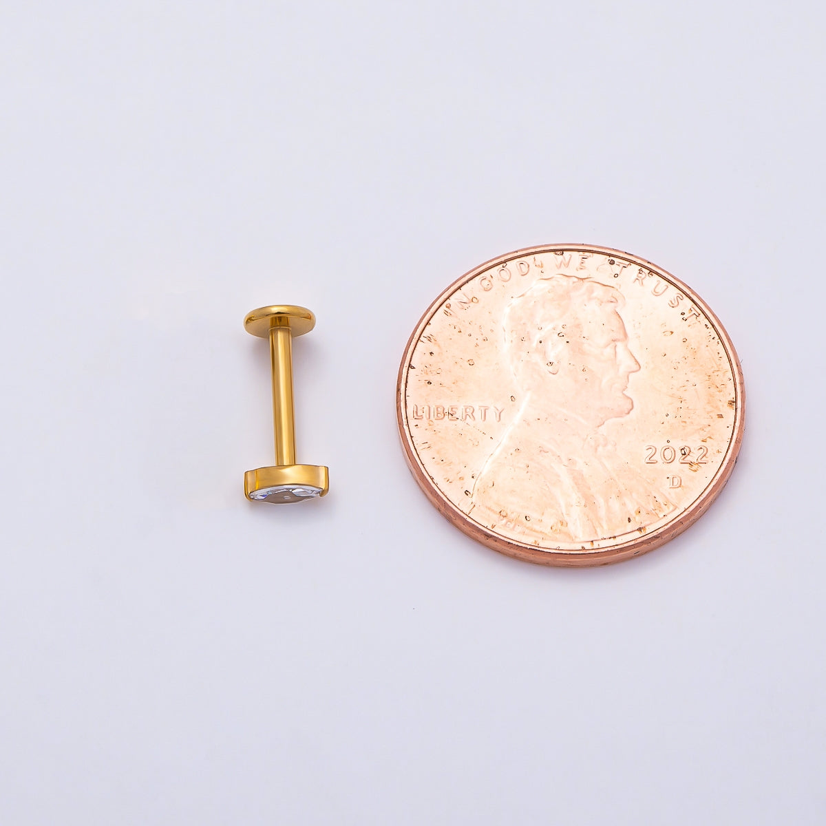 Gold Titanium 4.5mm Marquise CZ Cartilage Piercing Flat Back Stud | Findings-00403