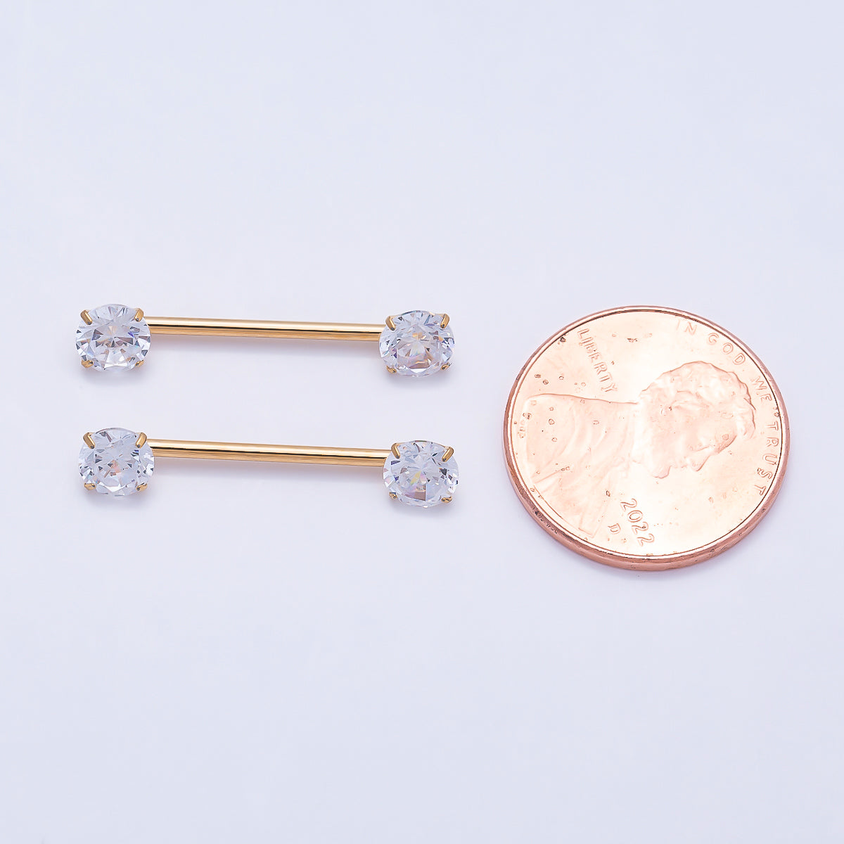 Titanium Clear CZ Round Nipple Barbell Piercing Body Jewelry in Gold & Silver | Findings-00299 Findings-00300