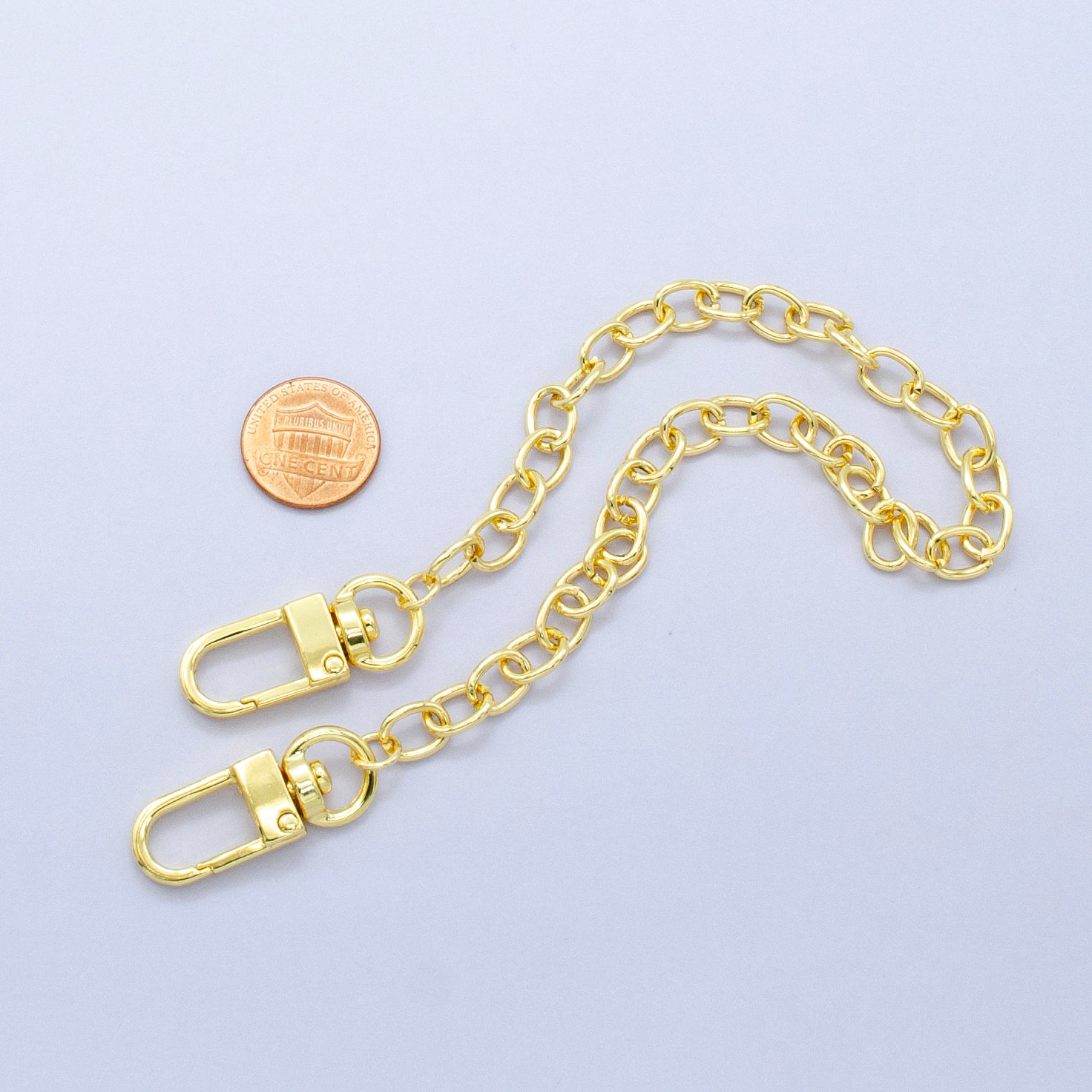 24K Gold Filled 11.5 Inch Cable Chain Bag Purse Charm Keychain Findings | WA-2761