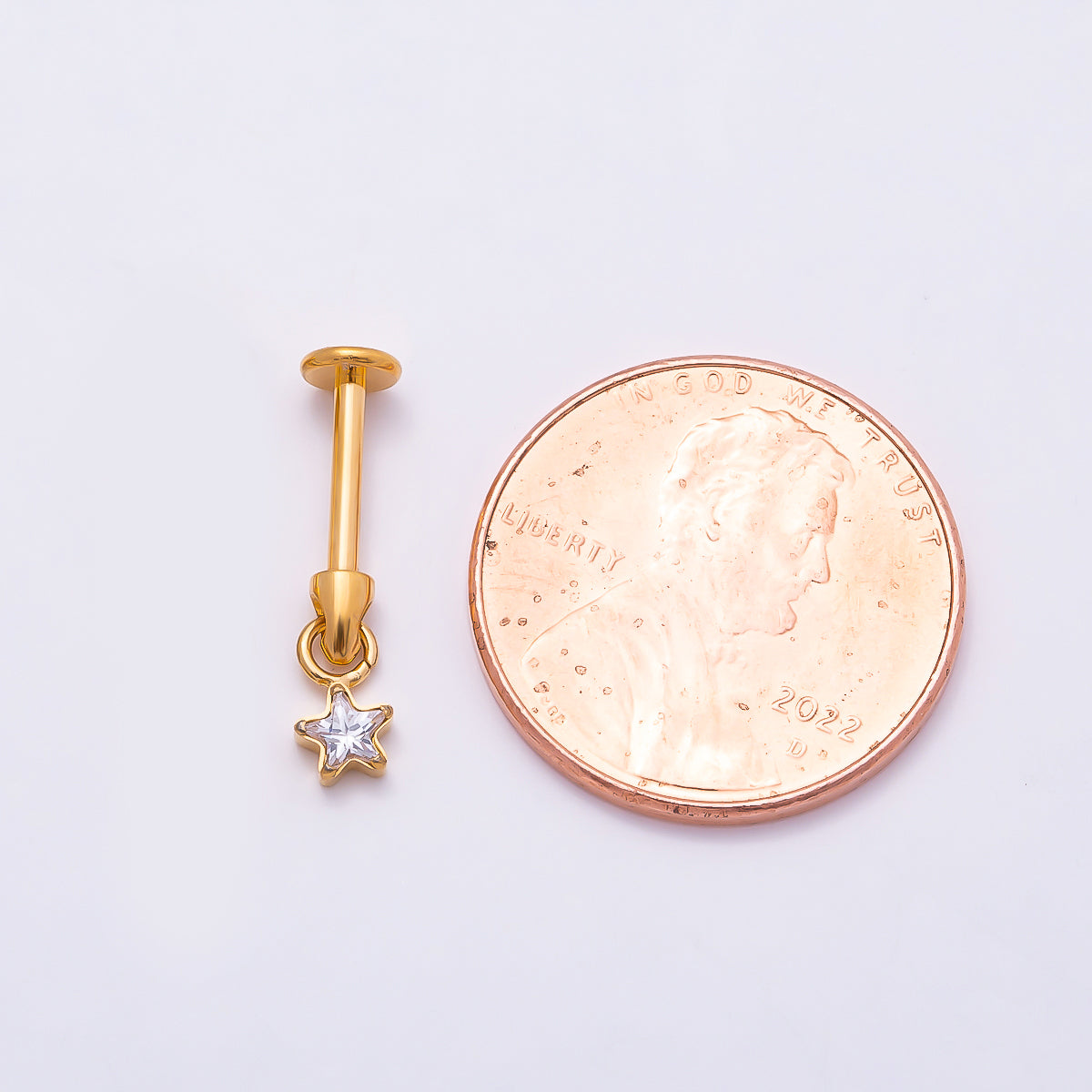 24K Gold Filled Star CZ Cartilage Piercing Flat Back Stud in Gold & Silver | Findings-00277 Findings-00278