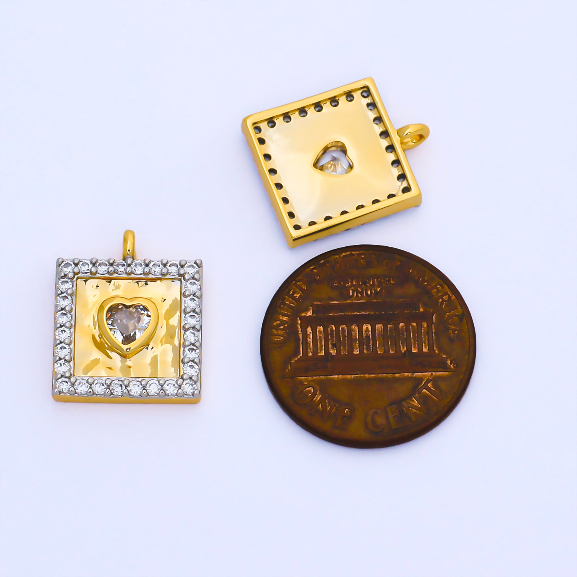 24K Gold Filled Tag Heart Pendant Mix Metal Love Charm | AF1560