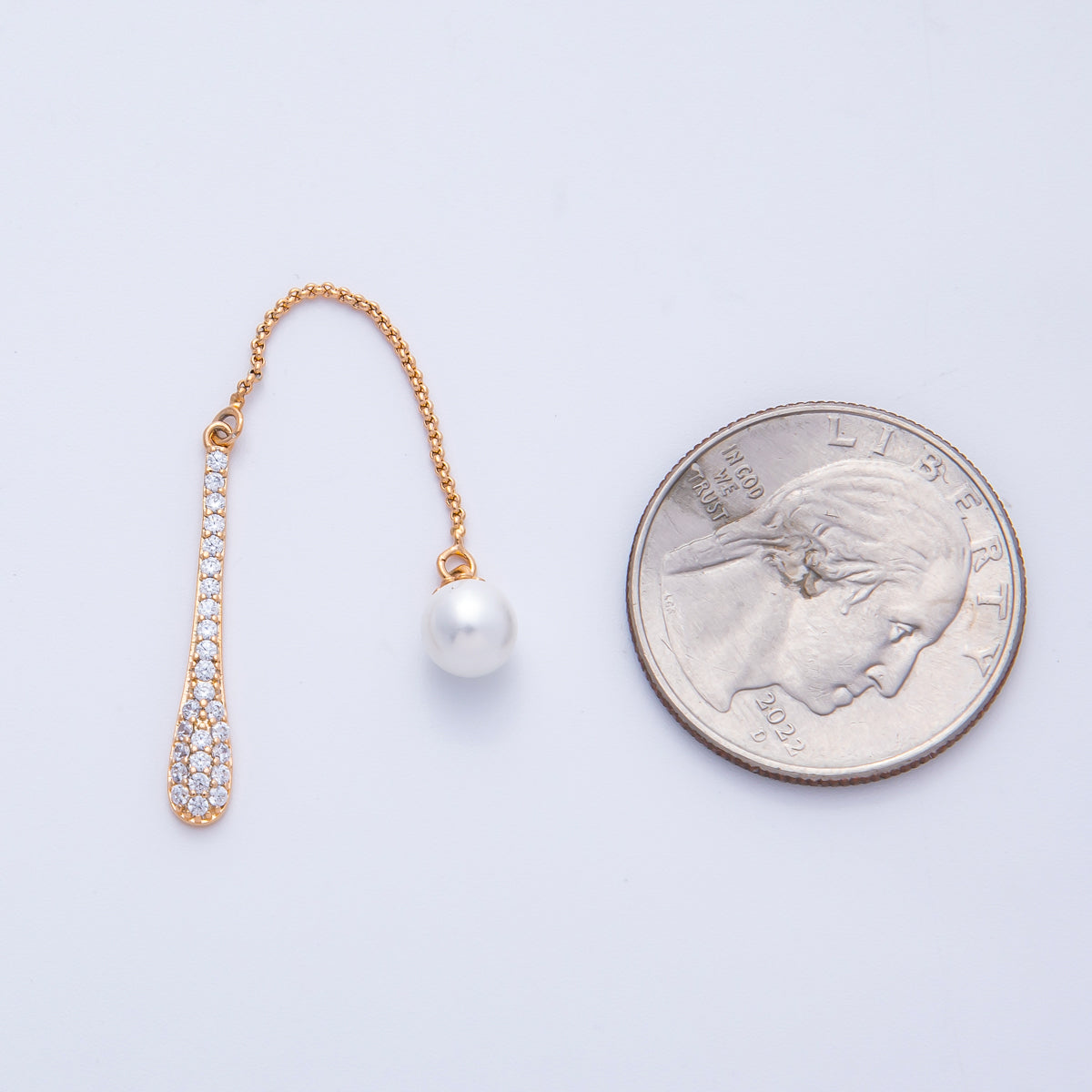 Rose Gold Filled 8mm Shell Pearl Micro Paved CZ Baseball Bat Ball Findings | Findings-00051