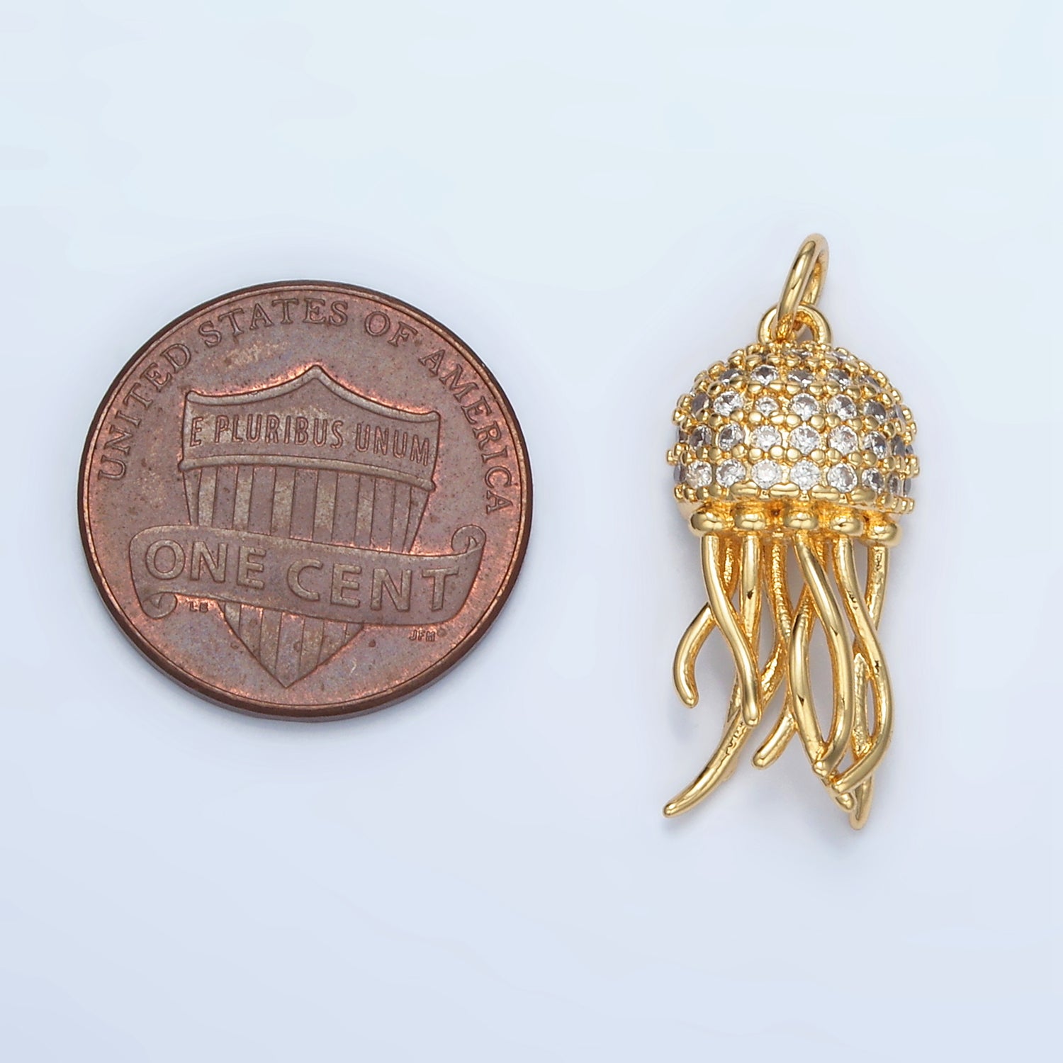 24K Gold Filled Jellyfish Micro Paved CZ Charm in Gold & Silver | AG863