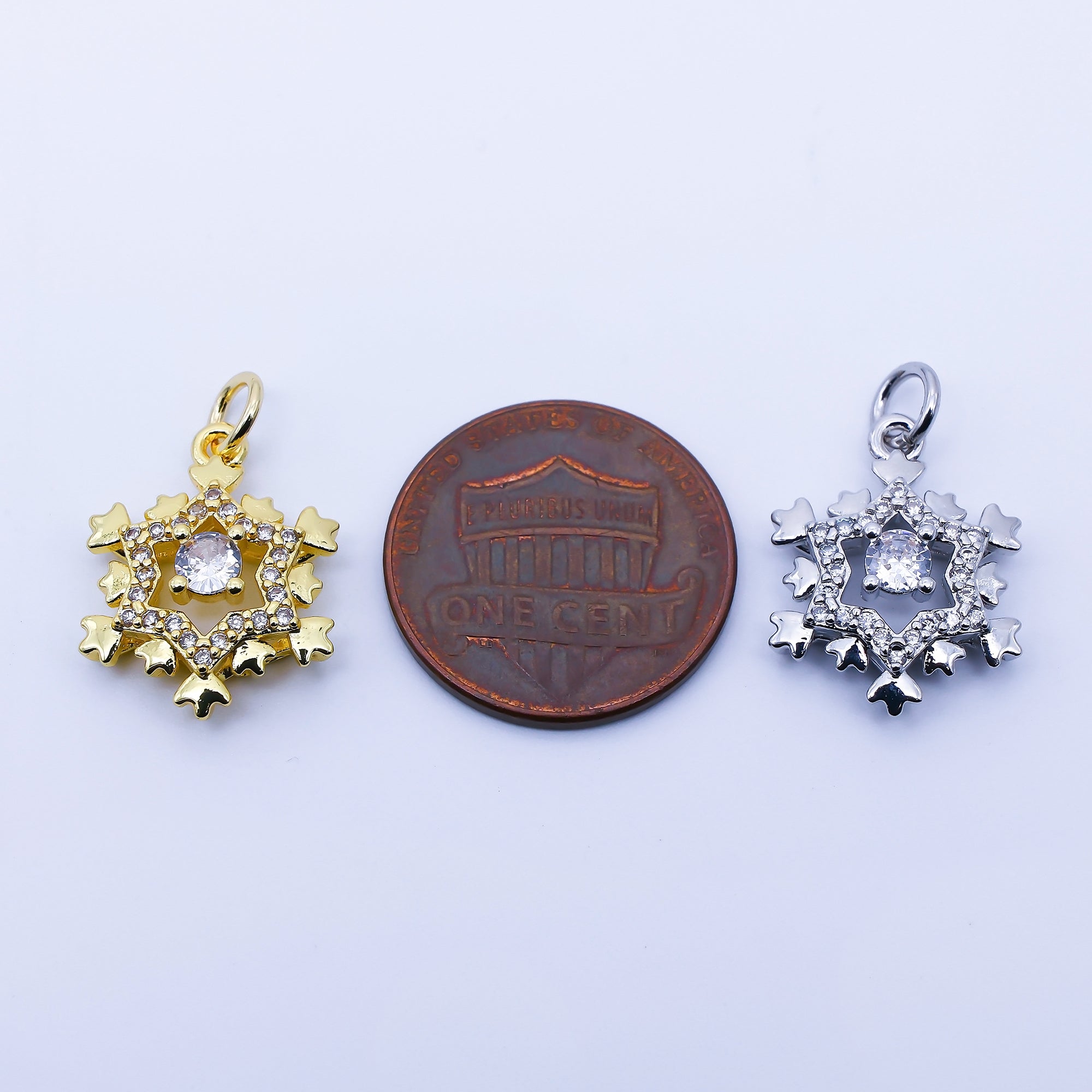 24K Gold Filled 18mm Clear CZ Celestial Star Charm in Gold & Silver | C941