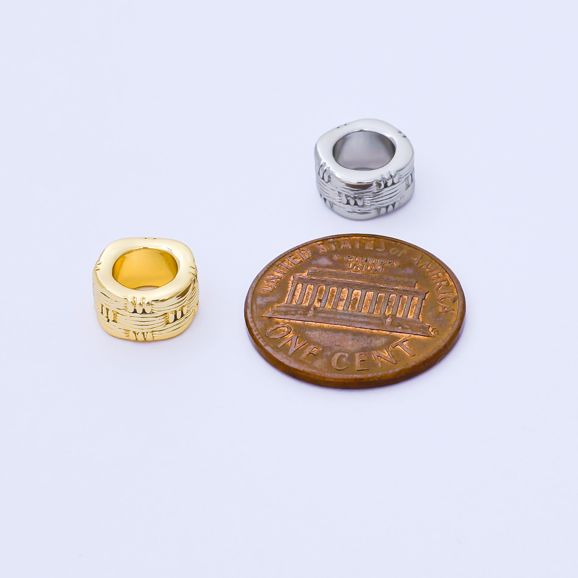 24K Gold Filled 9mm Woven Rondelle Spacer Bead | B493
