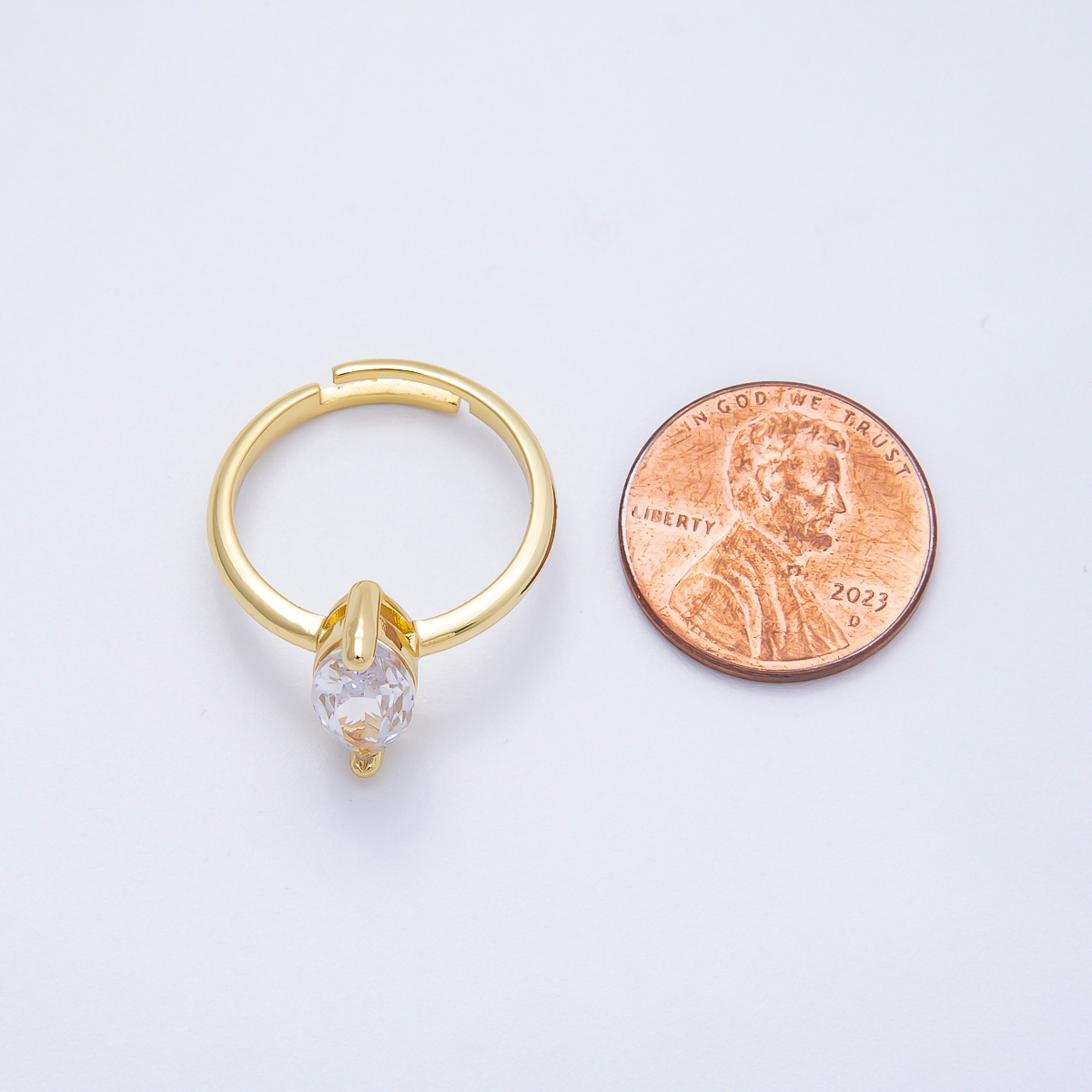 16K Gold Filled Clear CZ Marquise Solitaire Ring in Gold & Silver | Rings-00120