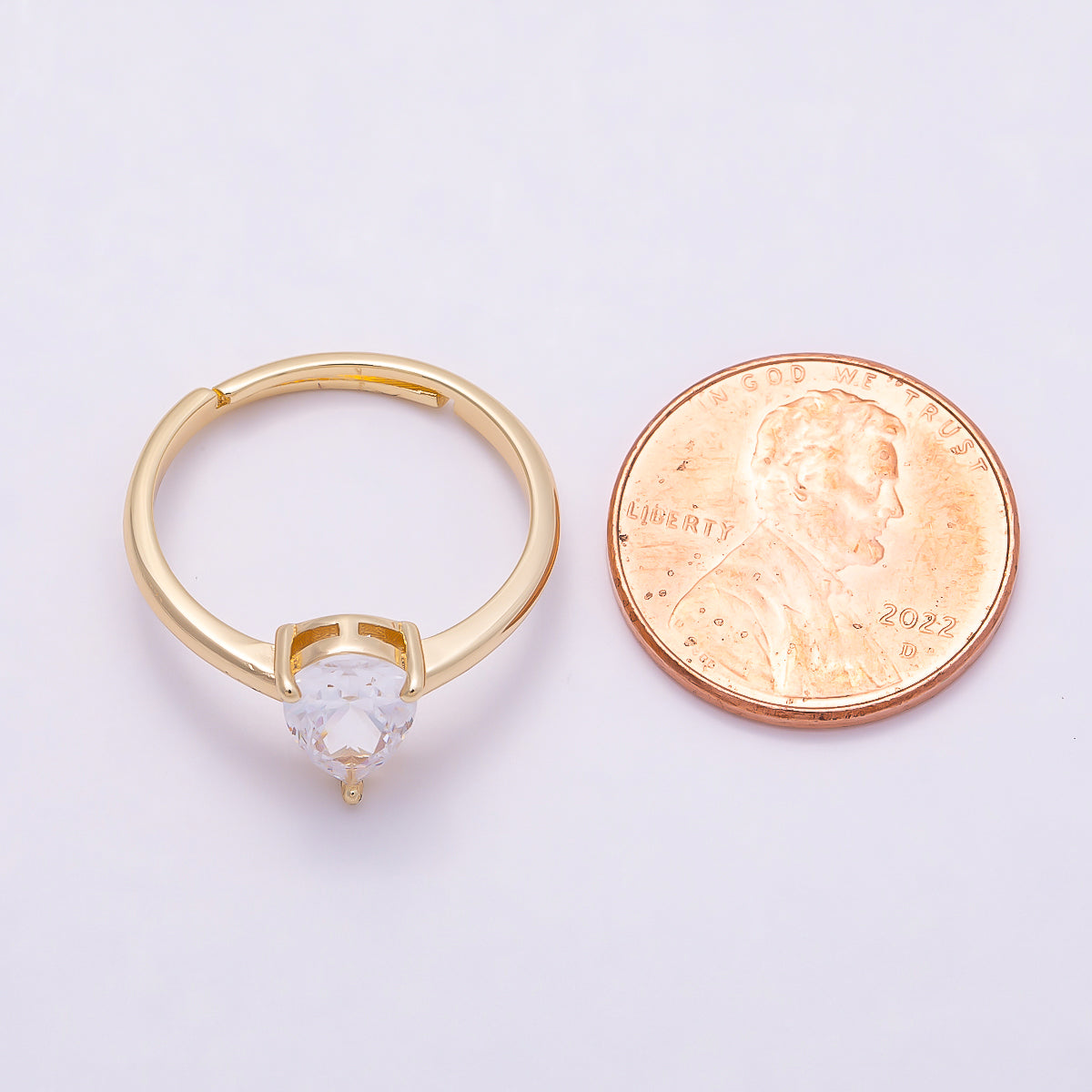 16K Gold Filled Teardrop CZ Solitaire Adjustable Ring in Gold & Silver | Rings-00136 Rings-00137