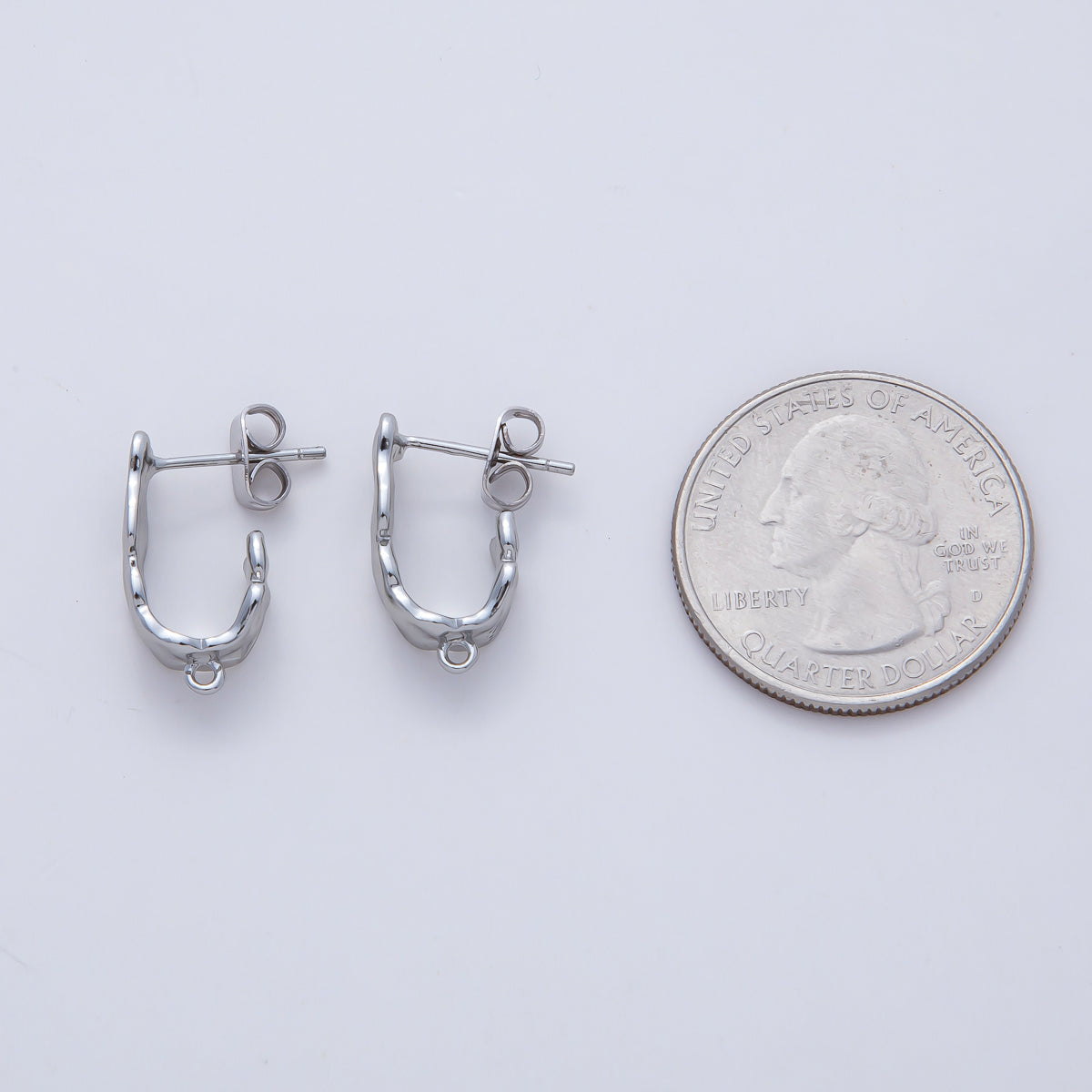 18K Gold Filled 18mm Hammered Molten Drop J-Shaped Hoop Earring Findings in Gold & Silver | Z1640