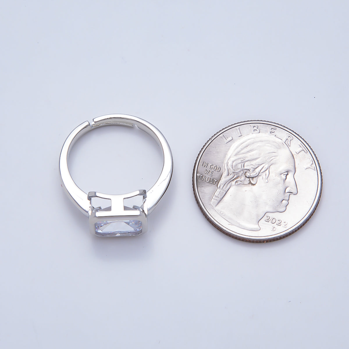 16K Gold Filled Clear CZ Baguette Bezel Ring in Gold & Silver | Rings-00293 Rings-00294