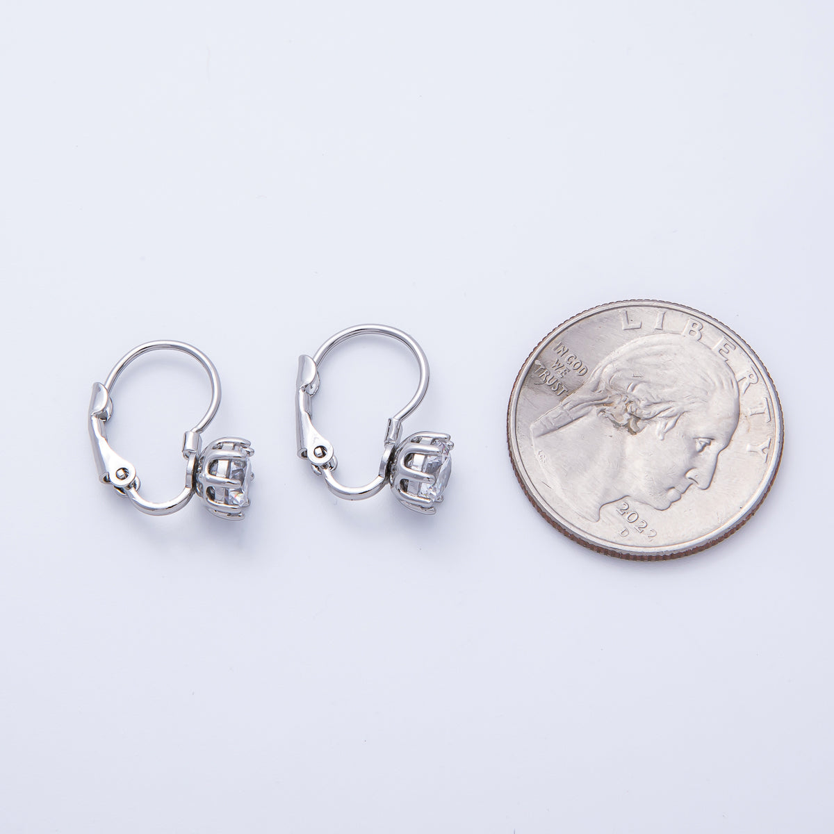 18K Gold Filled 17.5mm Clear CZ Round Lever Back Drop Earrings in Gold & Silver | AB1681 AB1682