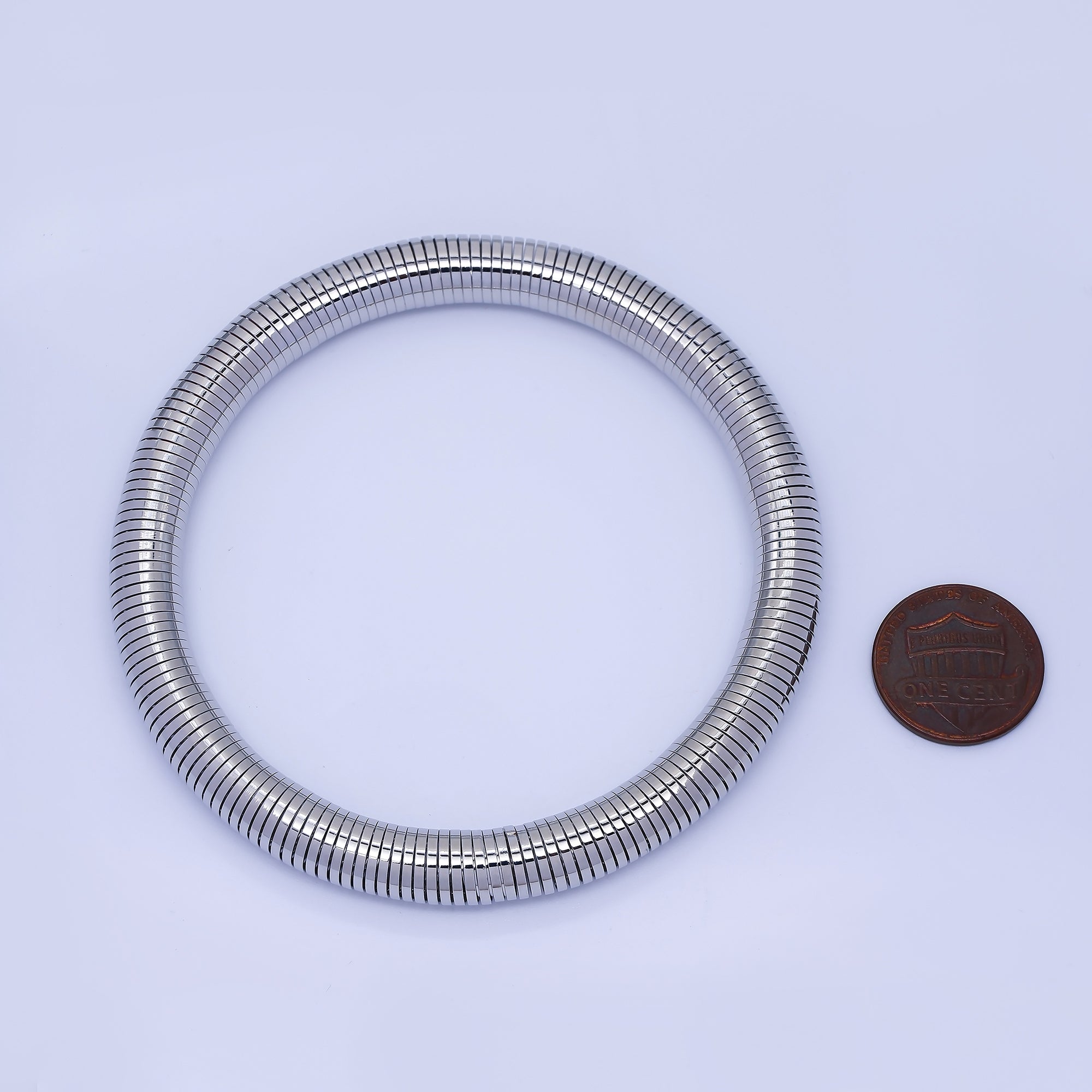 Silver Twisted Rope Flexi Coil Spring Band Bangle Bracelet | WA-3896