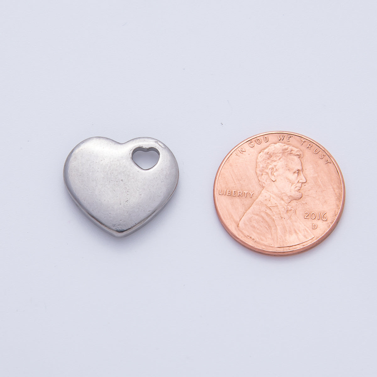 Gold, Silver 16mm Minimalist Heart Slide Charm Bead | B290