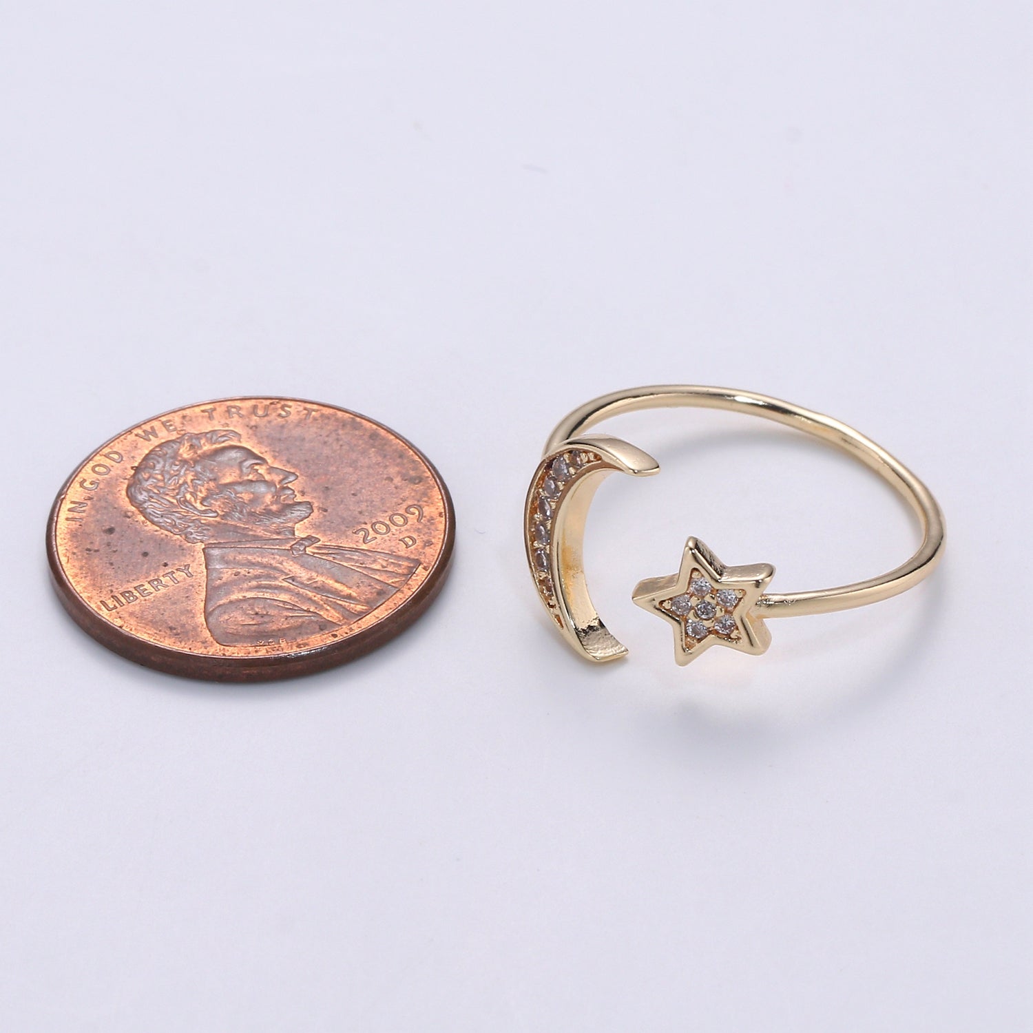 Gold Filled Moon Star Open Wrap Ring | R-00072