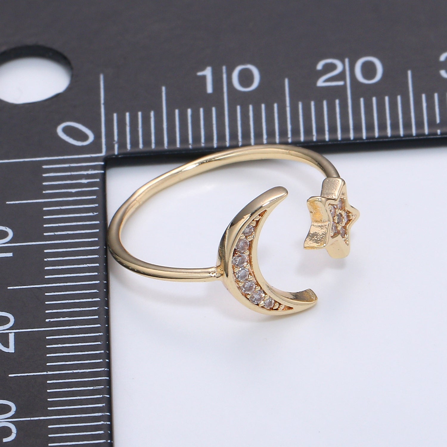 Gold Filled Moon Star Open Wrap Ring | R-00072