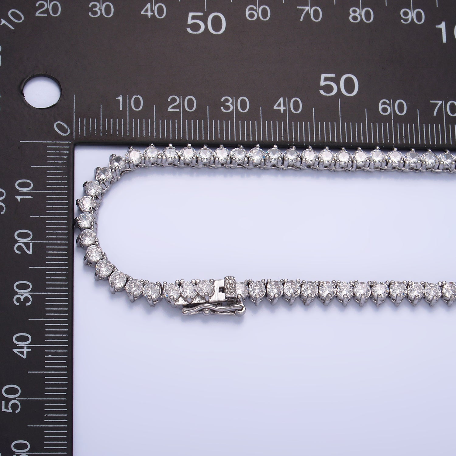 White Gold Filled 4.2mm Clear CZ Three-Prong Tennis Chain 16 Inch Necklace | WA-2662