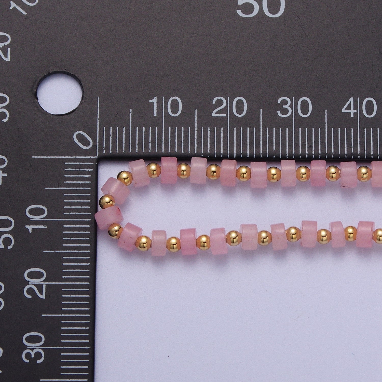 14K Gold Filled Rose Quartz Rondelle Gemstone Bead 15.5 Inch Choker Necklace | WA-01430