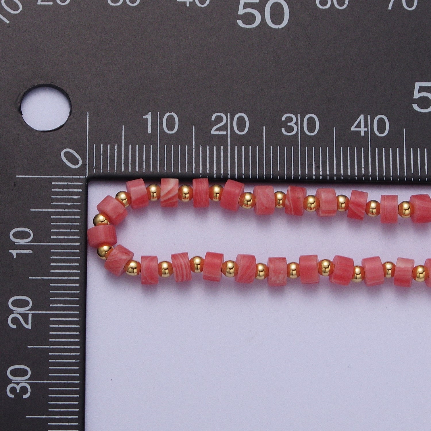 Gold Filled Red Coral Rondelle Heishi Gemstone Gold Spacer Beads 15.5 Inch Choker Necklace | WA-1433