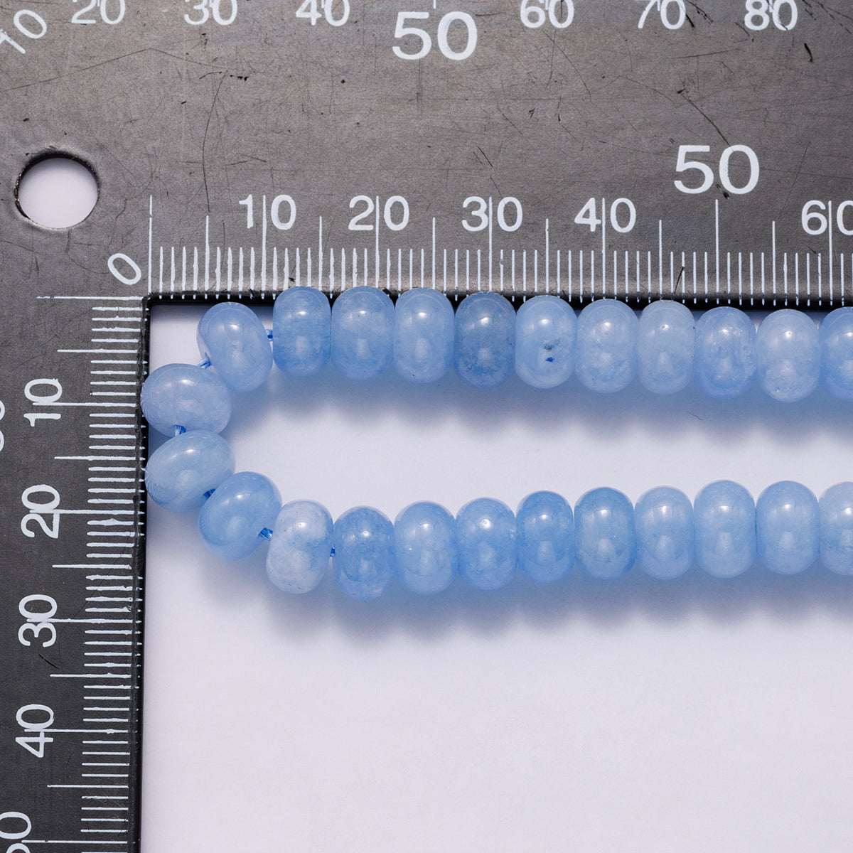 8mm Light Blue Agate Rondelle Natural Gemstone Bead Strand Finding | WA-020