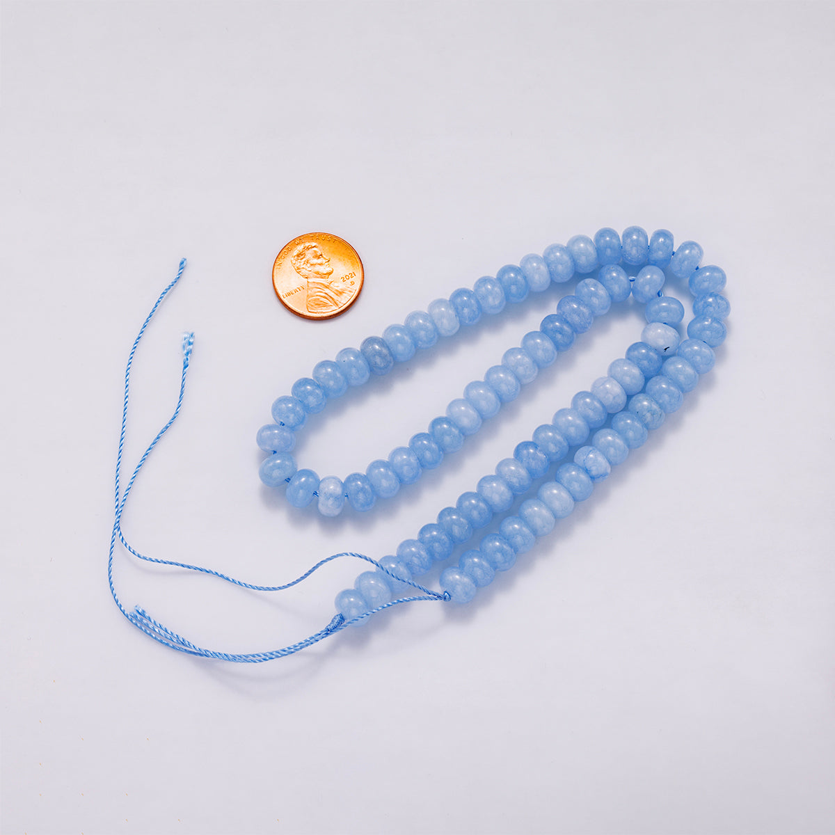 8mm Light Blue Agate Rondelle Natural Gemstone Bead Strand Finding | WA-020