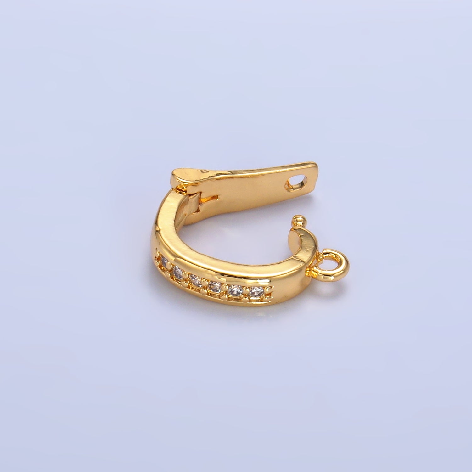 24K Gold Filled 14.5mm Micro Paved CZ Snap Latch Bail Finding | Z1087