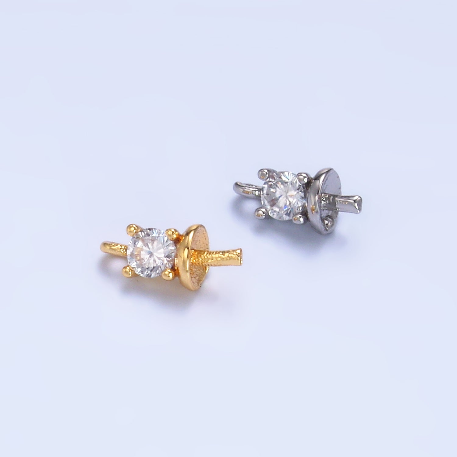 24K Gold Filled Clear CZ Drill Bail Finding in Gold & Silver | Z1060