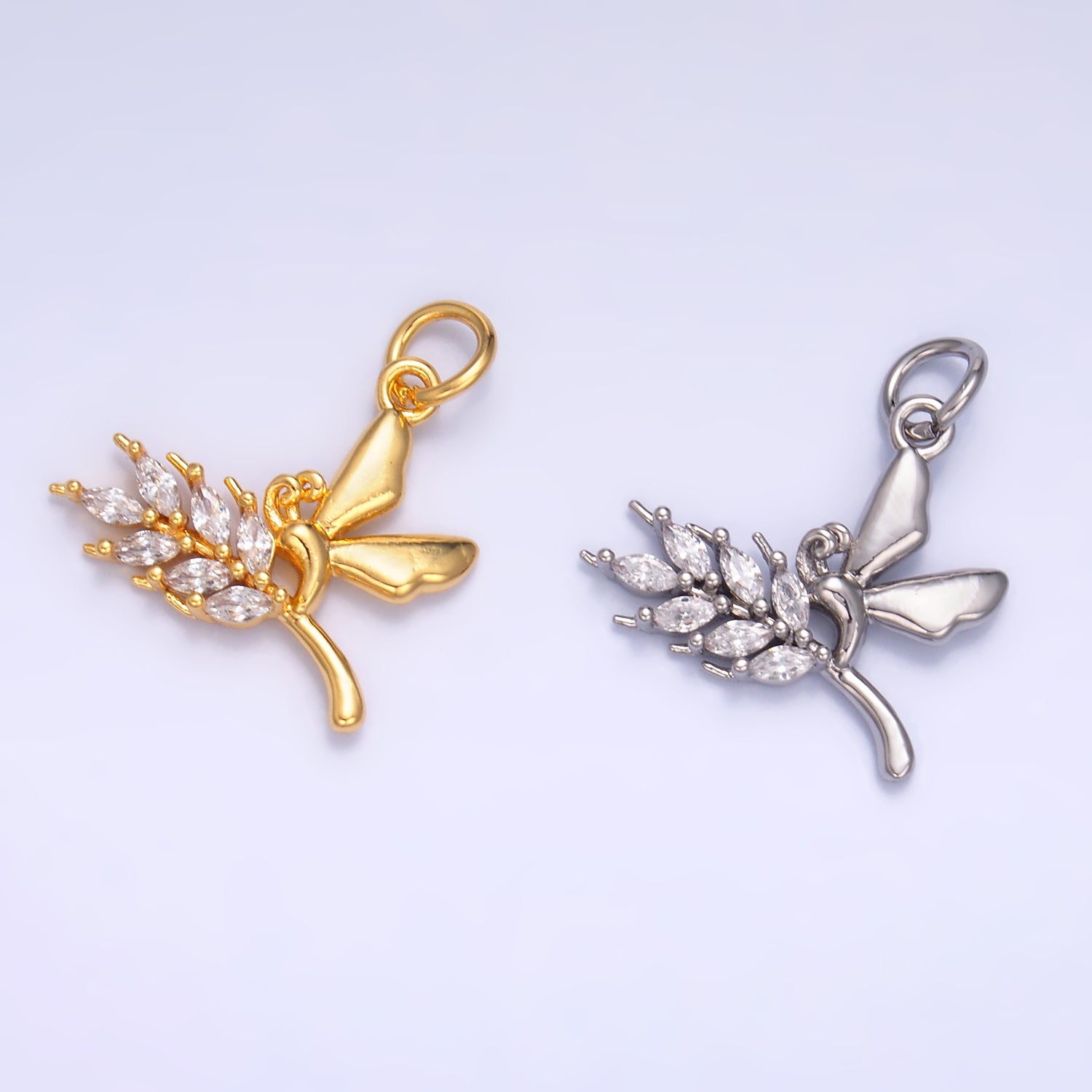 24K Gold Filled Marquise CZ Butterfly Charm in Gold & Silver | W885