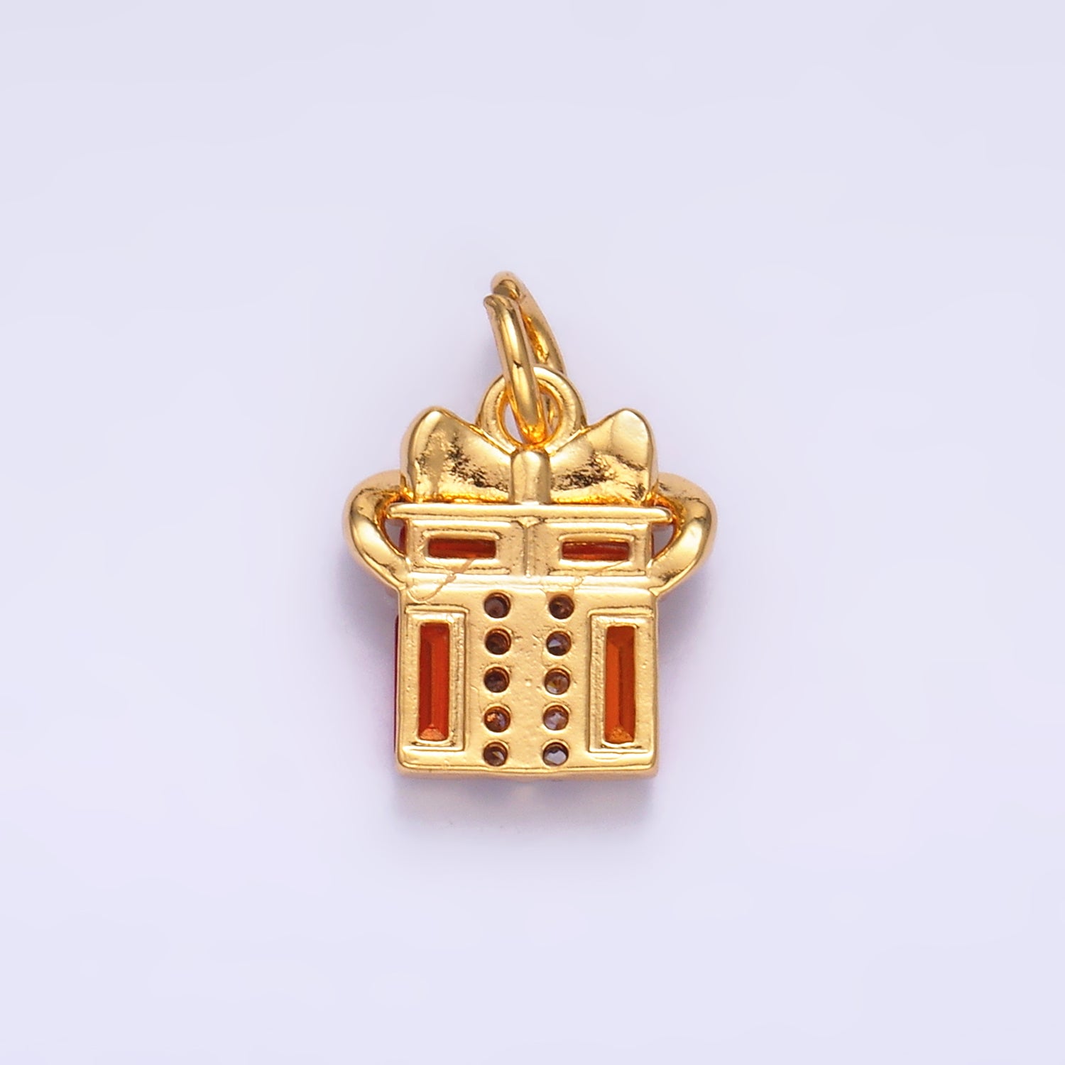 24K Gold Filled Red Baguette CZ Present Gift Charm | M178