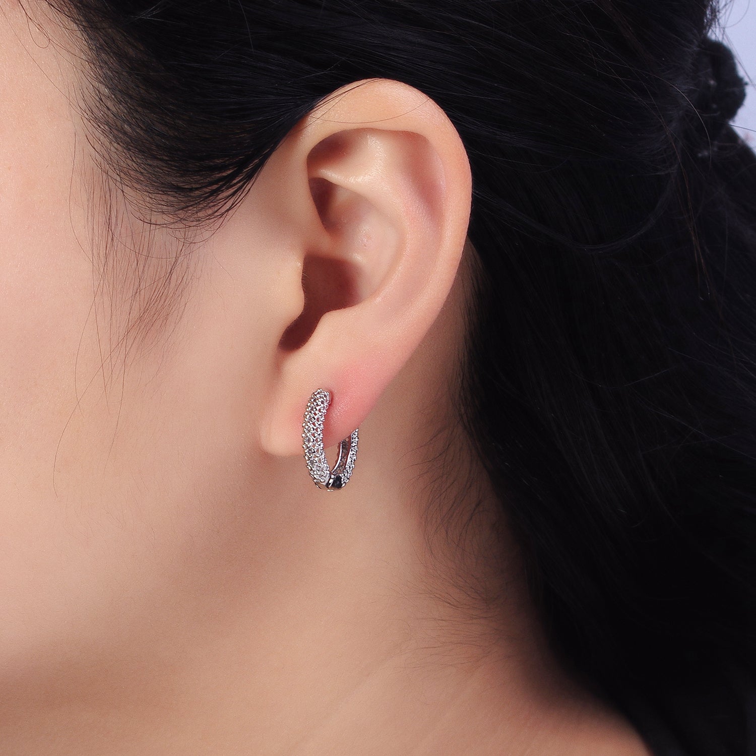16K Gold Filled 16mm Filigree Geometric Huggie Earrings in Gold & Silver | AB453 AB438
