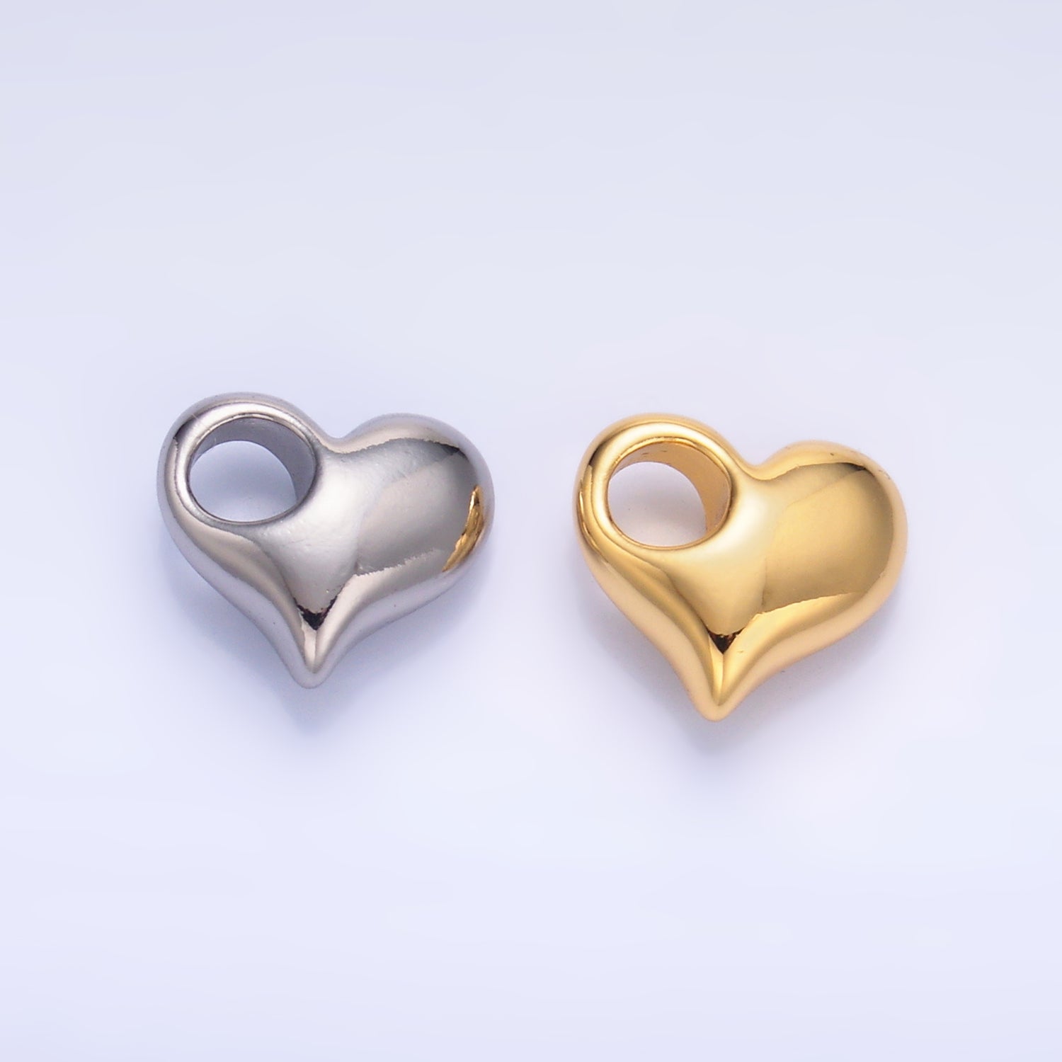 24K Gold Filled 10mm Heart 3D Multidimensional Charm in Gold & Silver | M181