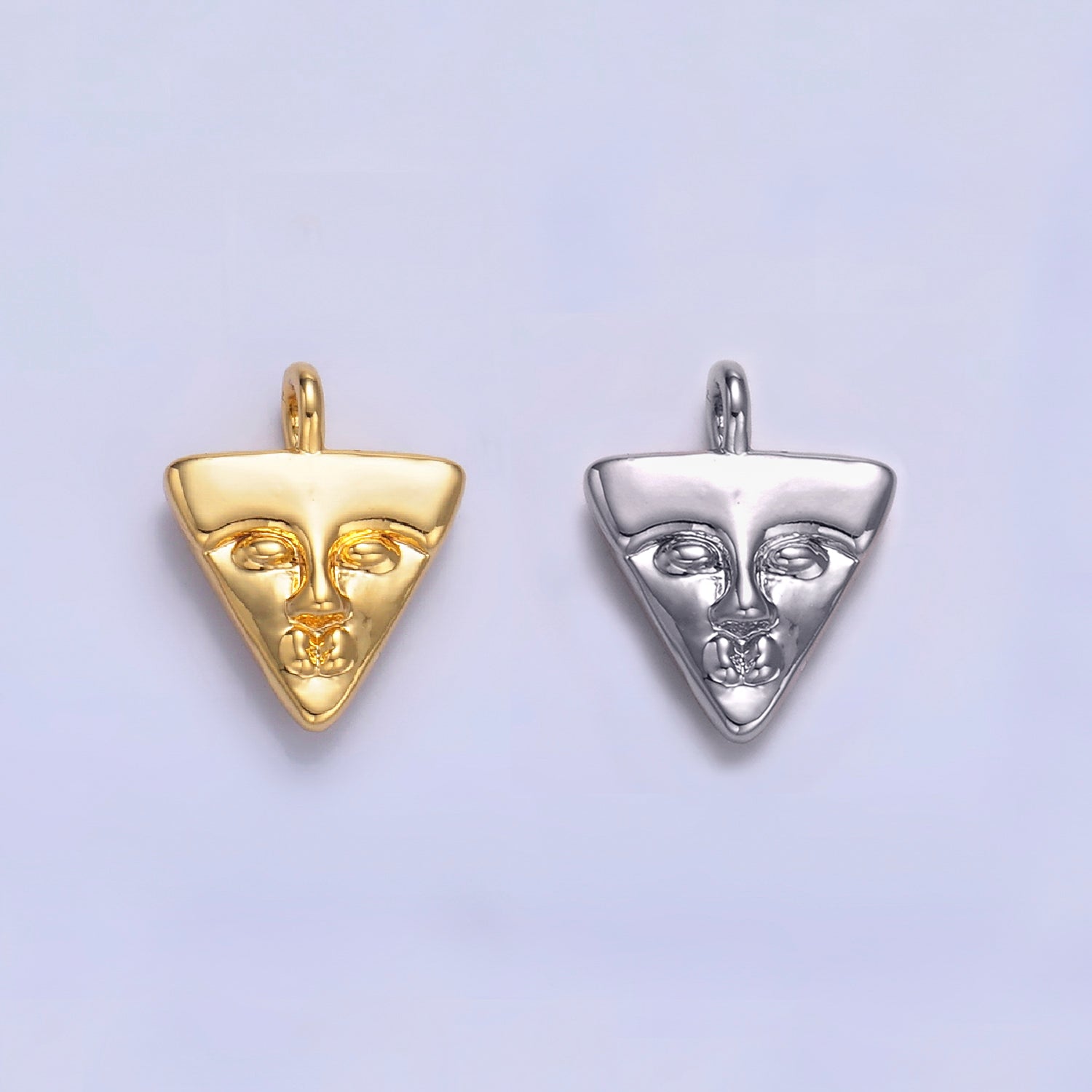 24K Gold Filled Geometric Face Triangle Charm in Gold & Silver | C055