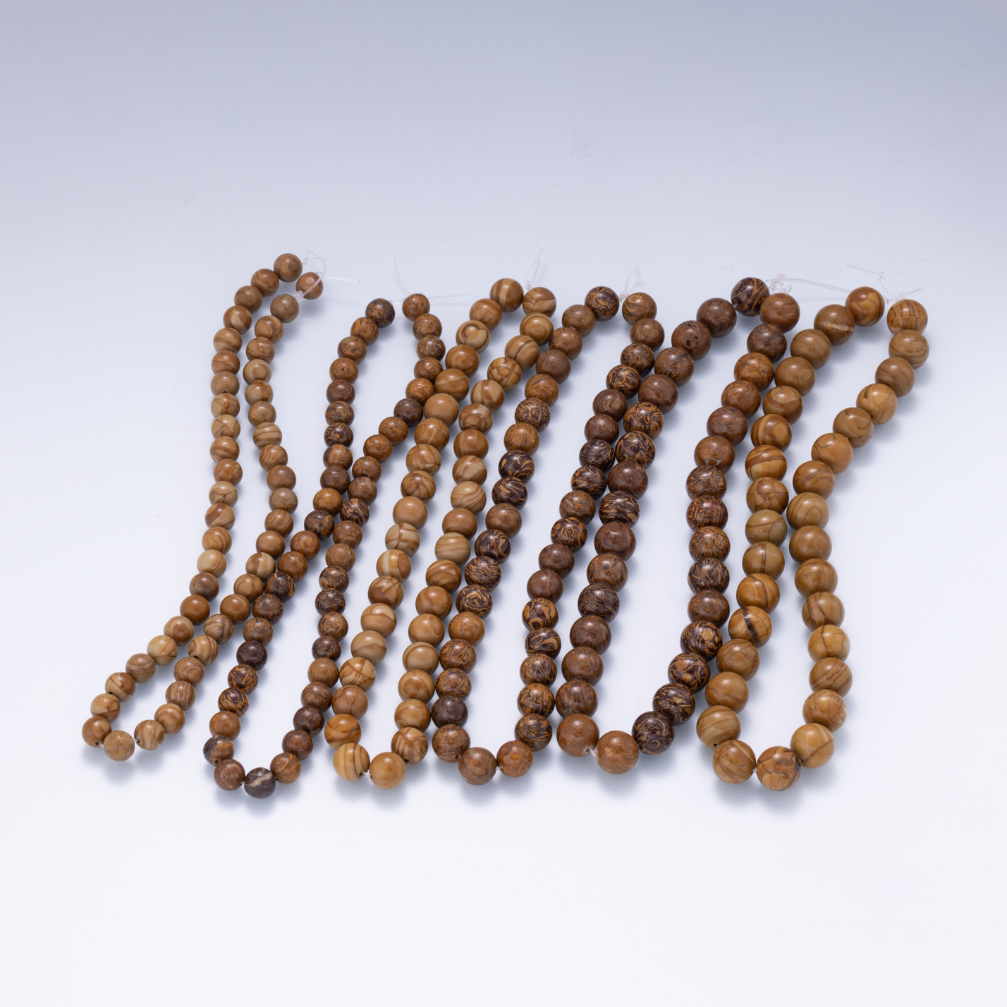 Wood Grain Jasper Round Gemstone Bead Strand Findings | WA-04748