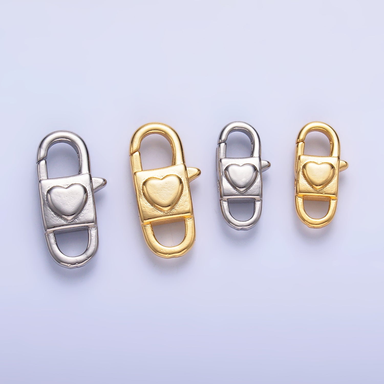 24K Gold Filled 15.5mm, 12.5mm Heart Oblong Lobster Clasps Closure Findings in Gold & Silver | Z1081 Z1082