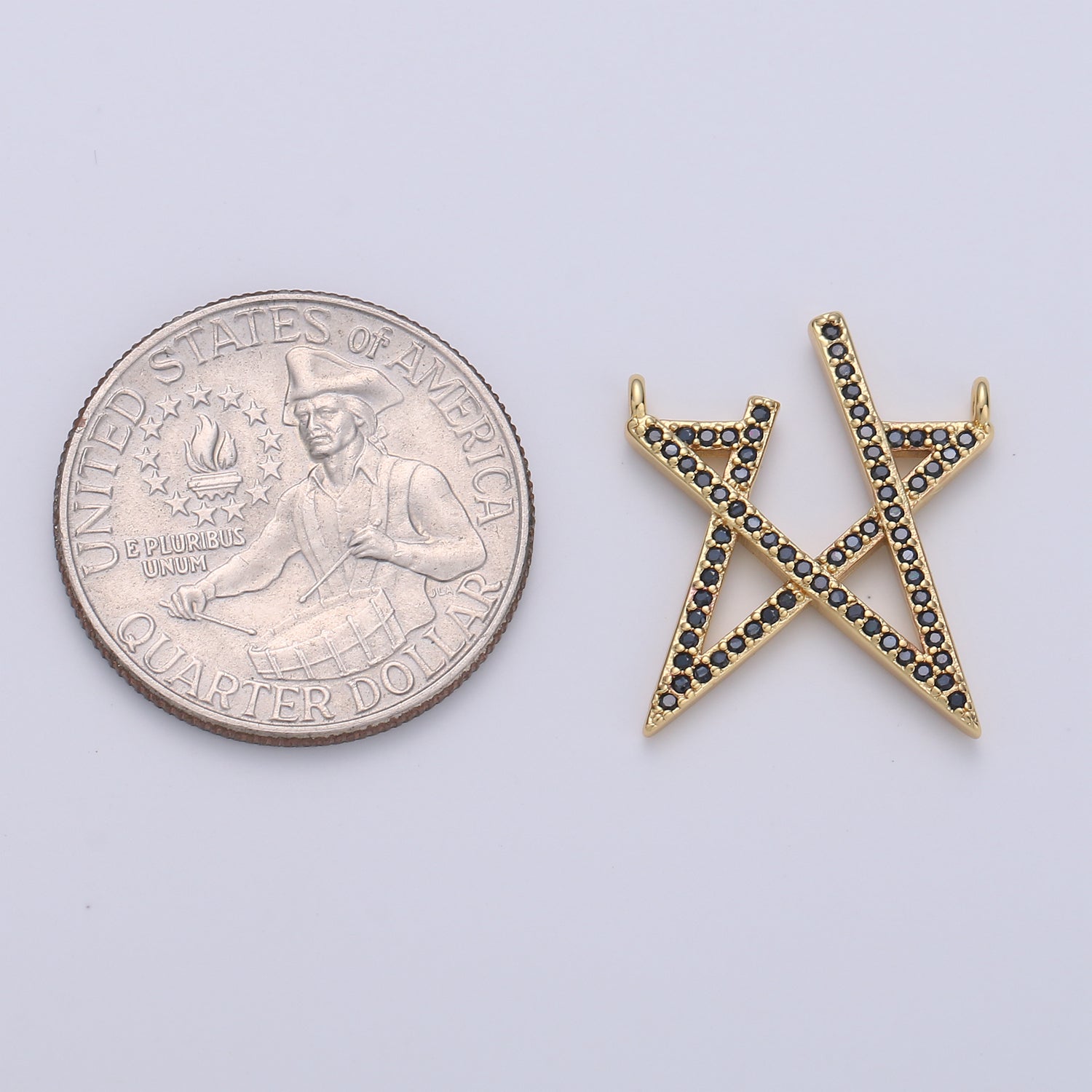 14K Gold Filled Black Micro Paved CZ Open Celestial Star Connector | F378