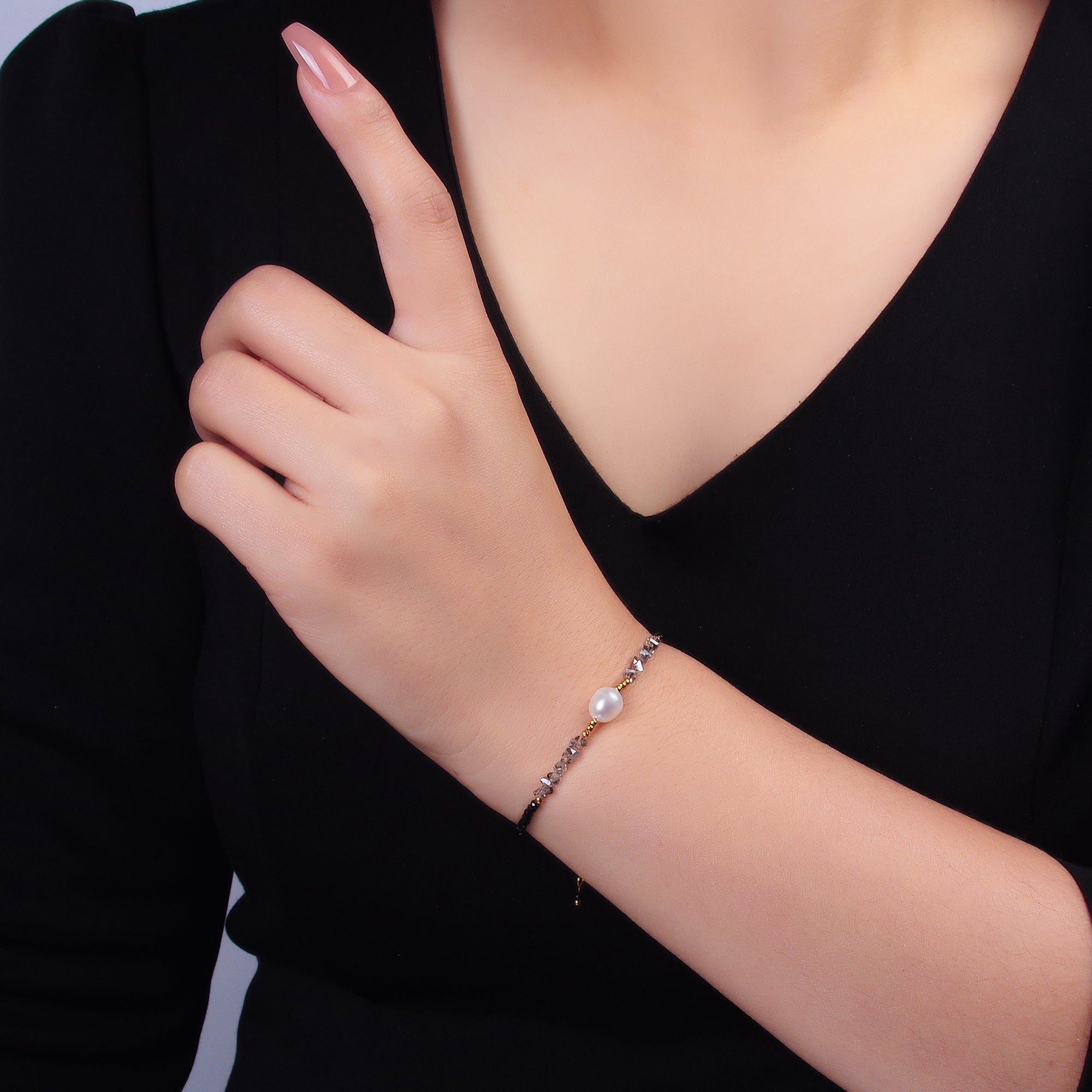 Stainless Steel Shell Pearl Lapis Lazuli Natural Gemstone 6.5 Inch Bracelet | WA-3128