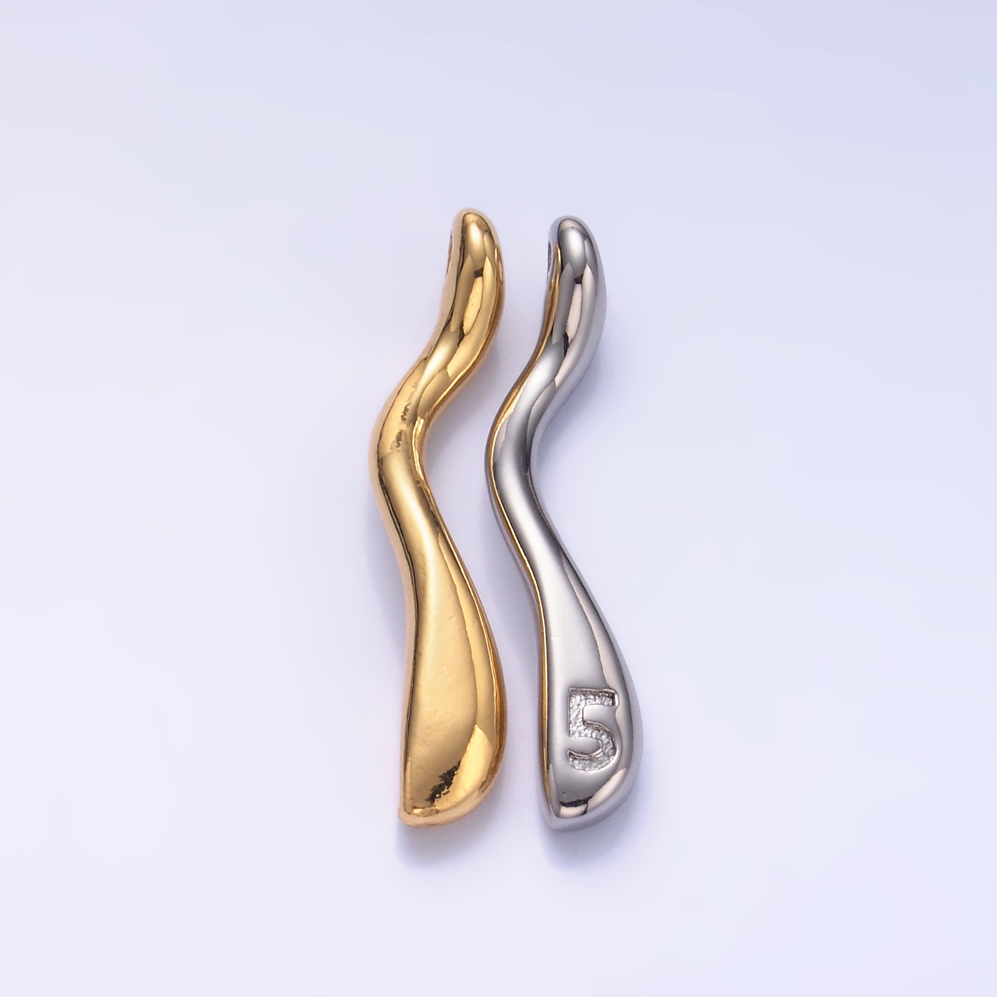 24K Gold Filled Molten Drip Twirl Mixed Metal Charm Set | C875