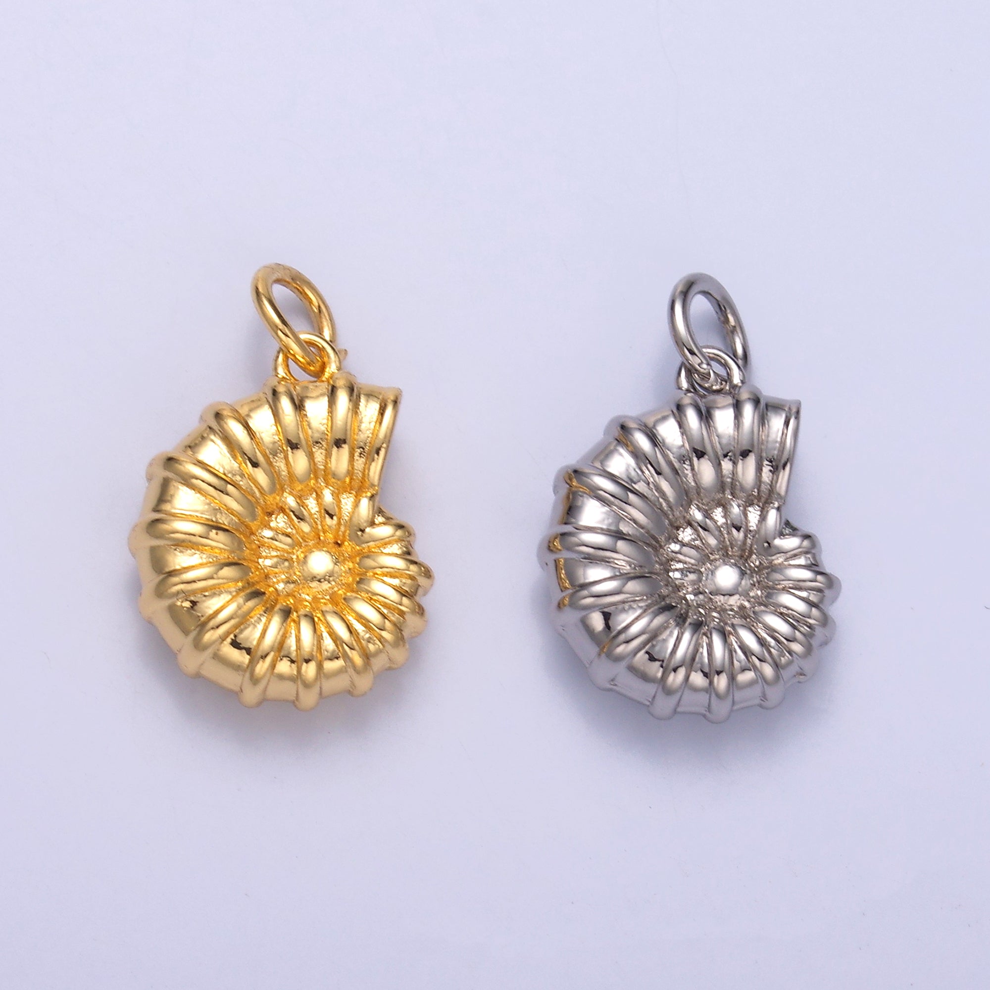 24K Gold Filled Nautilus Shell Multidimensional 3D Charm in Gold & Silver | N014