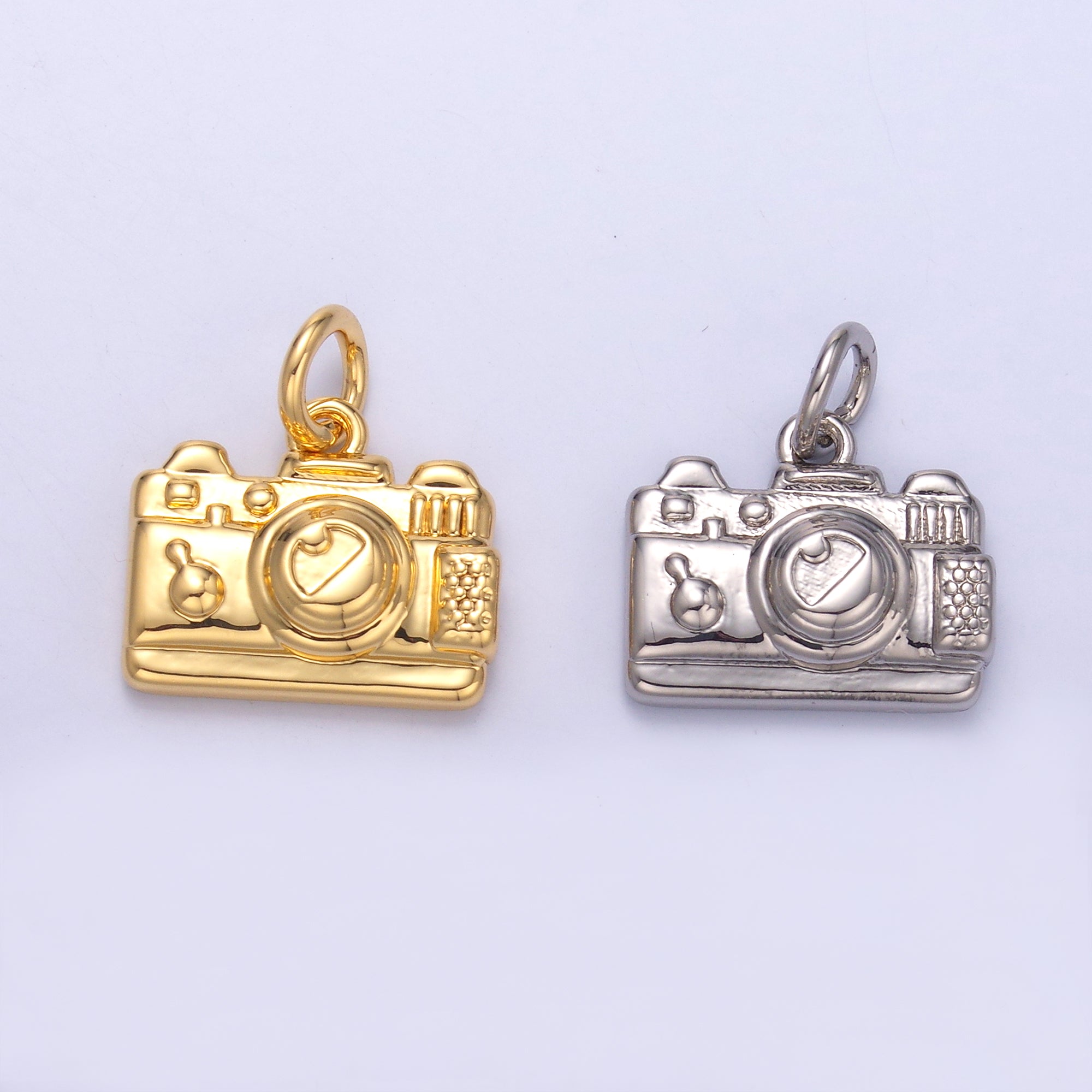 24K Gold Filled Vintage Photography Camera Charm in Gold & Silver | N013