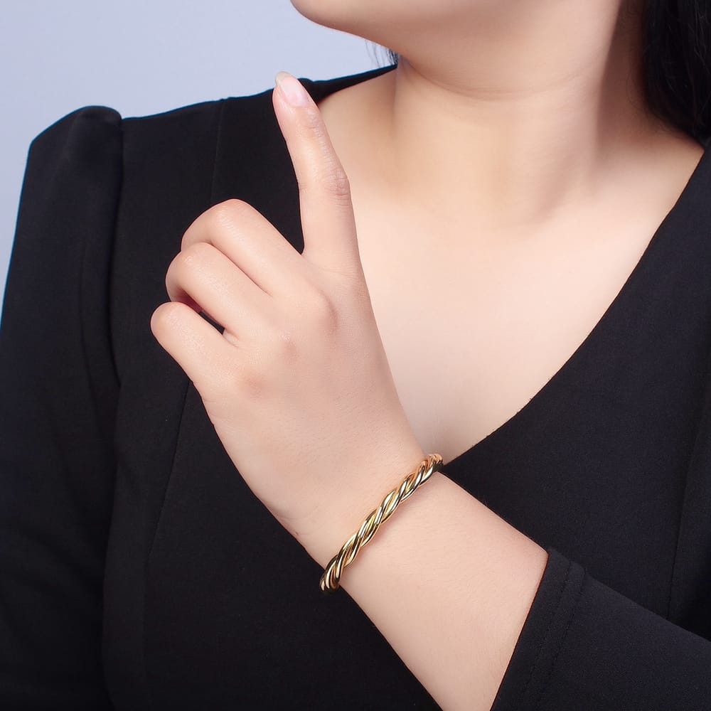 24K Gold Filled 6mm Minimalist Rope Chain Cuff Bracelet | WA-00982