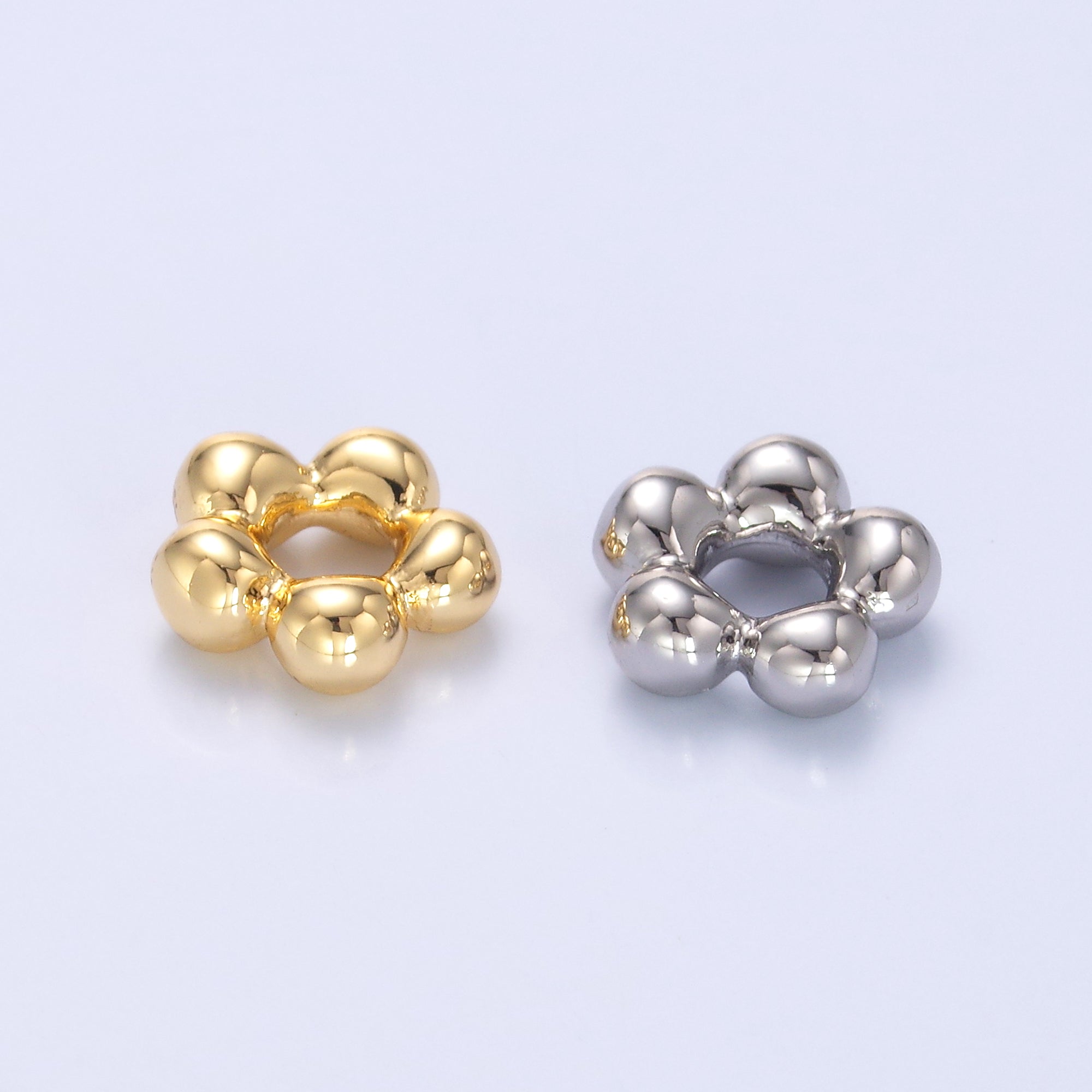24K Gold Filled Minimalist Round Rhondelle Bead in Gold & Silver | B642