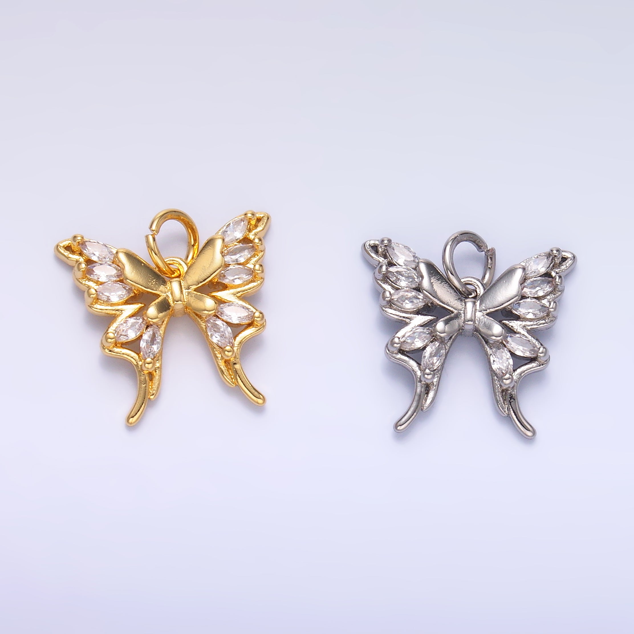 24K Gold Filled Marquise CZ Butterfly Charm in Gold & Silver | C020