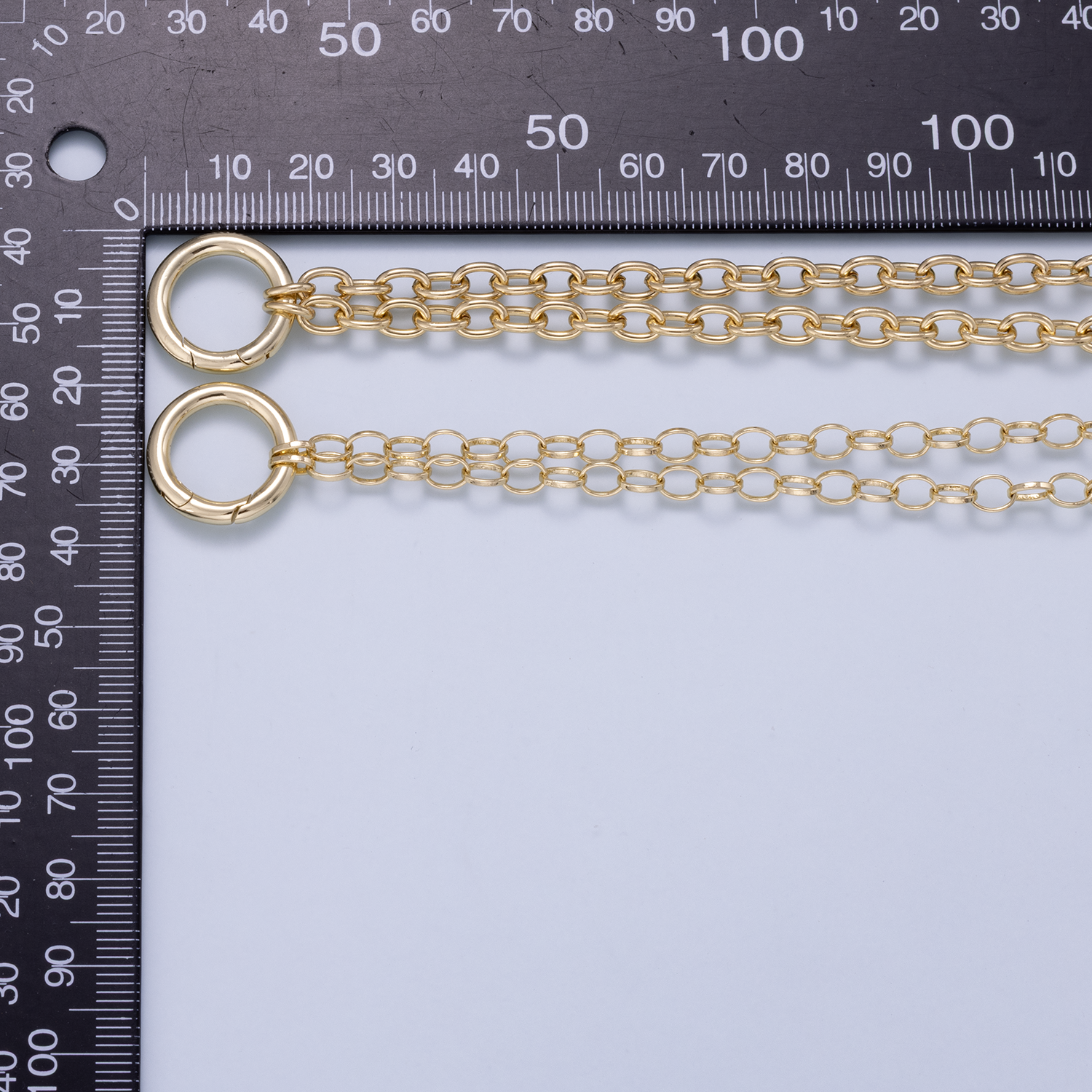 16K Gold Filled 5mm Push Gate Charm Connector Holder Ring Cable Chain 18 Inch Necklace