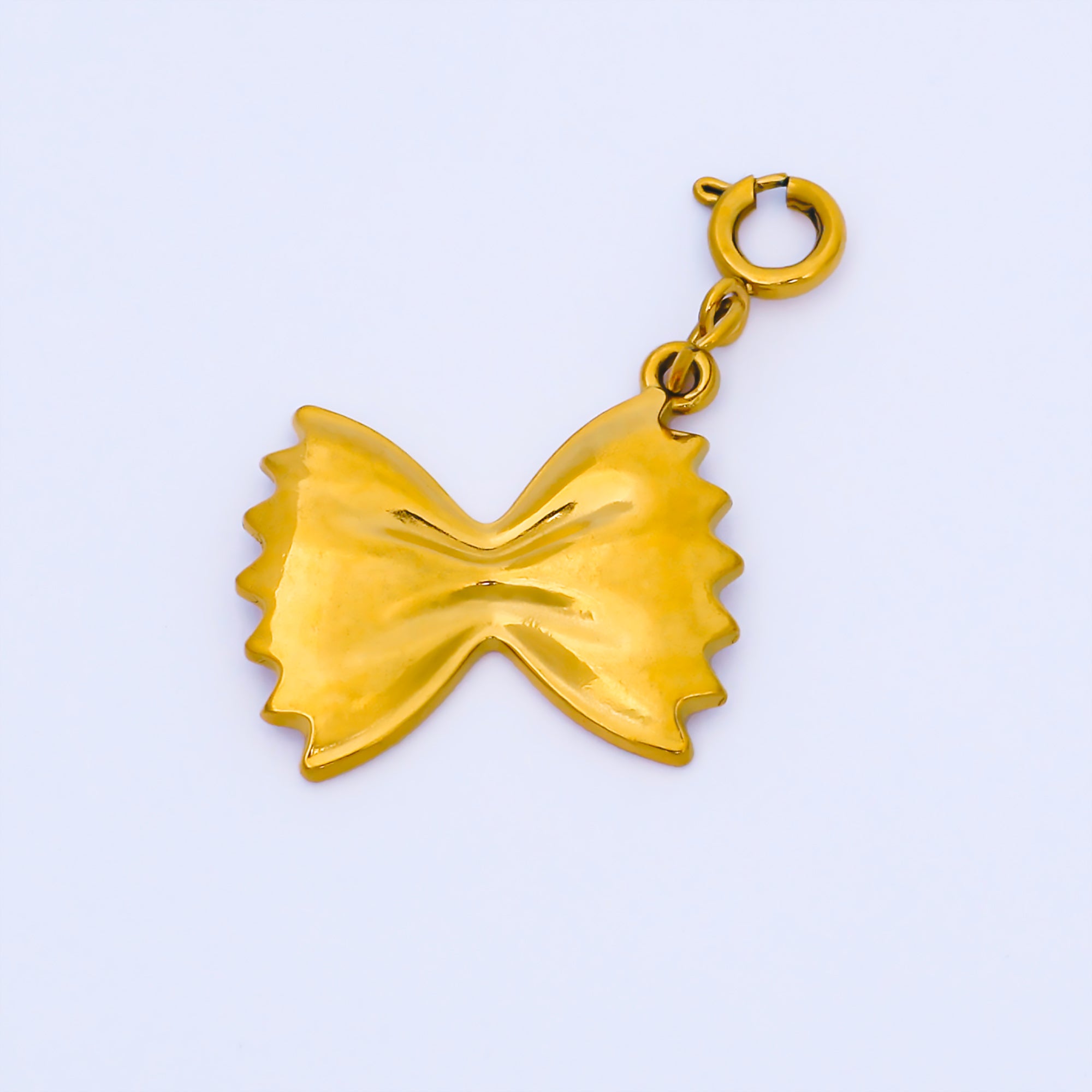 Stainless Steel 20mm Bow Tie Pasta Charm Foodie Pendant | J591