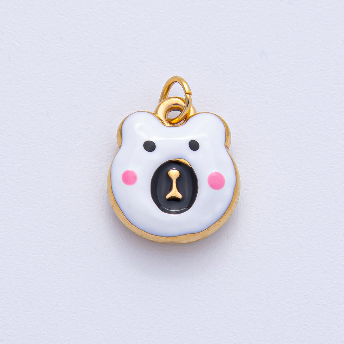 Stainless Steel 15mm Brown, Red, Green, White Enamel Teddy Bear Charm | J865 J889