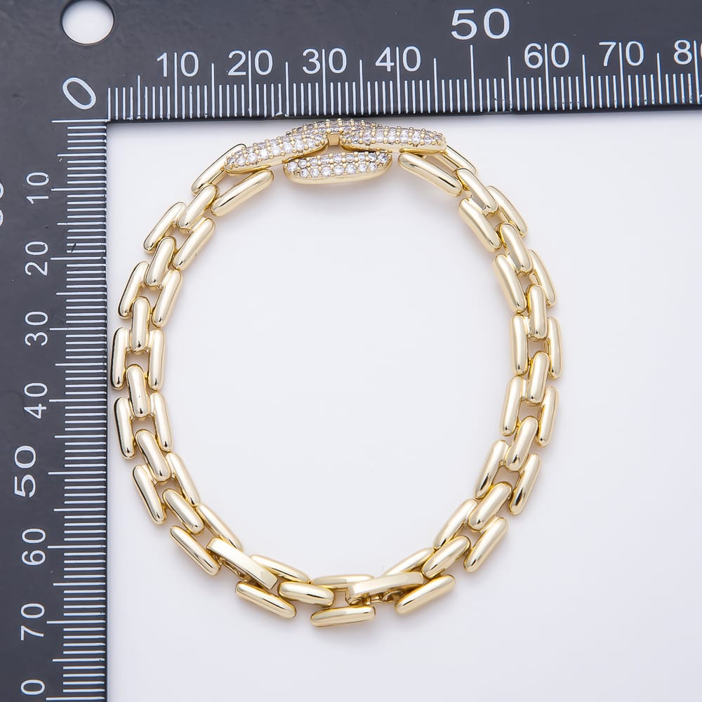 14K Gold Filled 7mm Clear Micro Paved CZ Panther Chain 6.5 Inch Bracelet | WA-01336