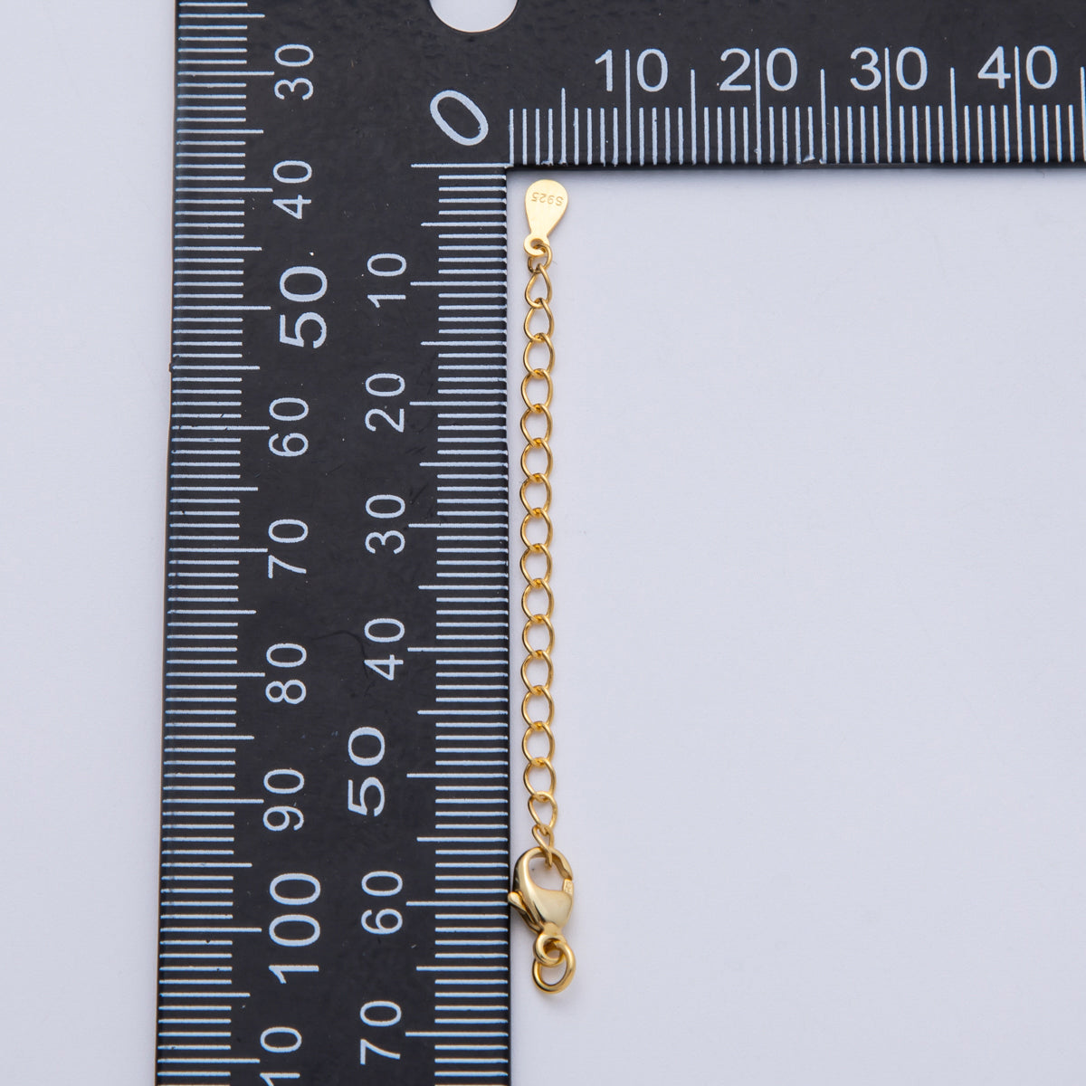 S925 Sterling Silver 2.5mm Minimalist Lobster Clasps 2.5 Inch Extender Tag Closure Findings | SL-00714