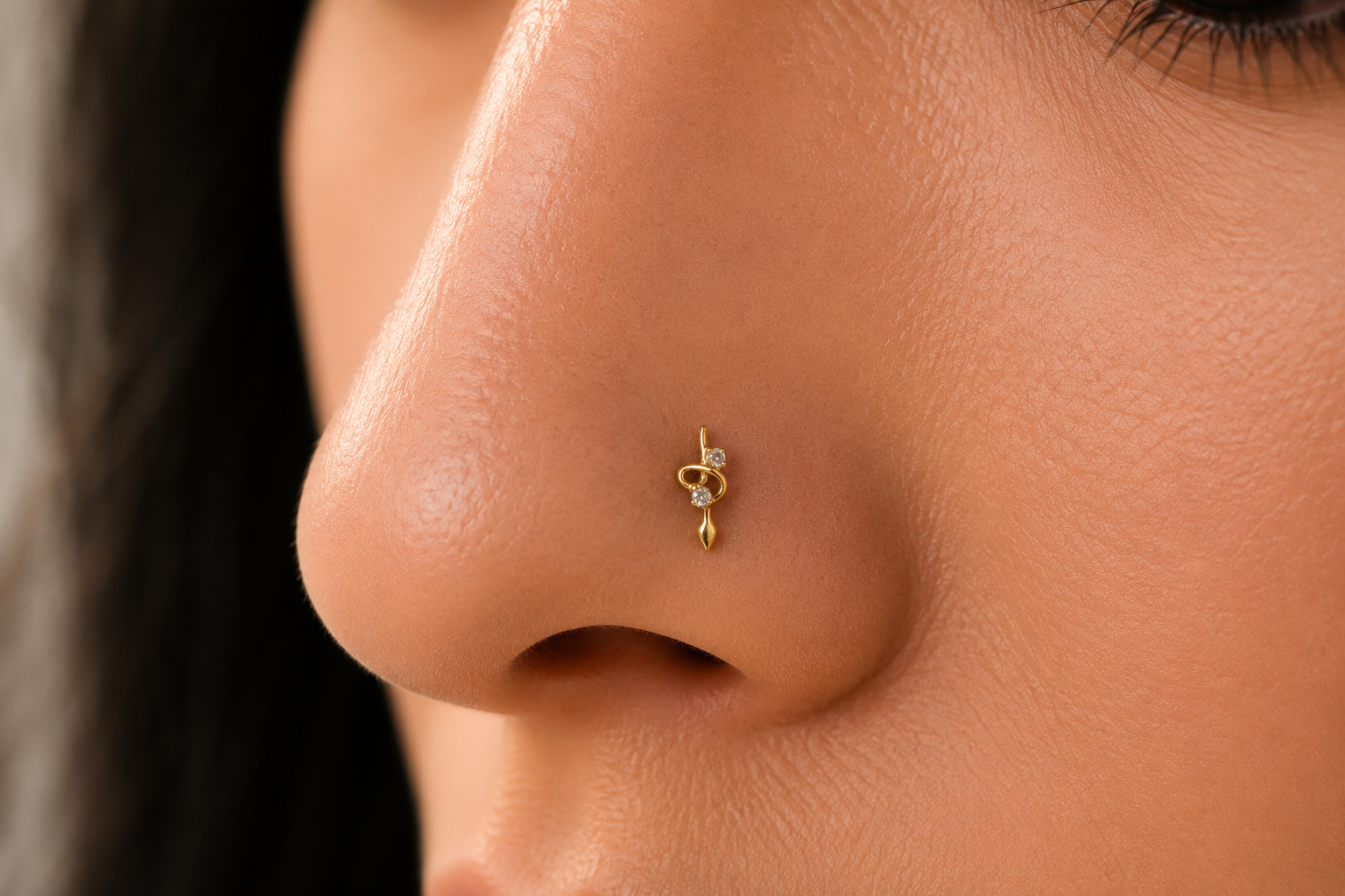 24K Gold Filled 5mm CZ Snake Cartilage Piercing Flat Back Stud in Gold & Silver | Findings-00266 Findings-00267