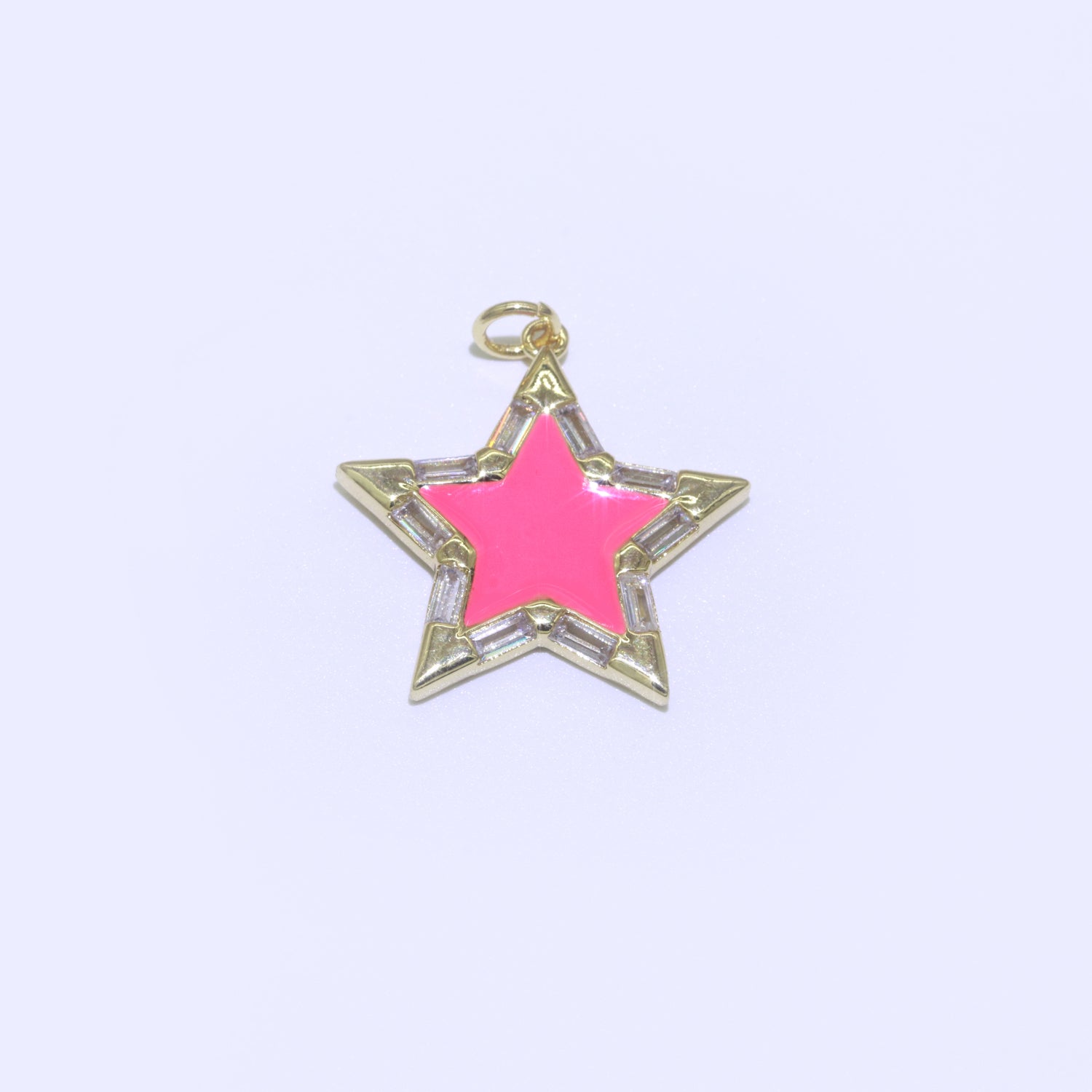 16K Gold Filled 25mm Enamel Baguette CZ Celestial Star Charm | M325 - M335 Charms-00325